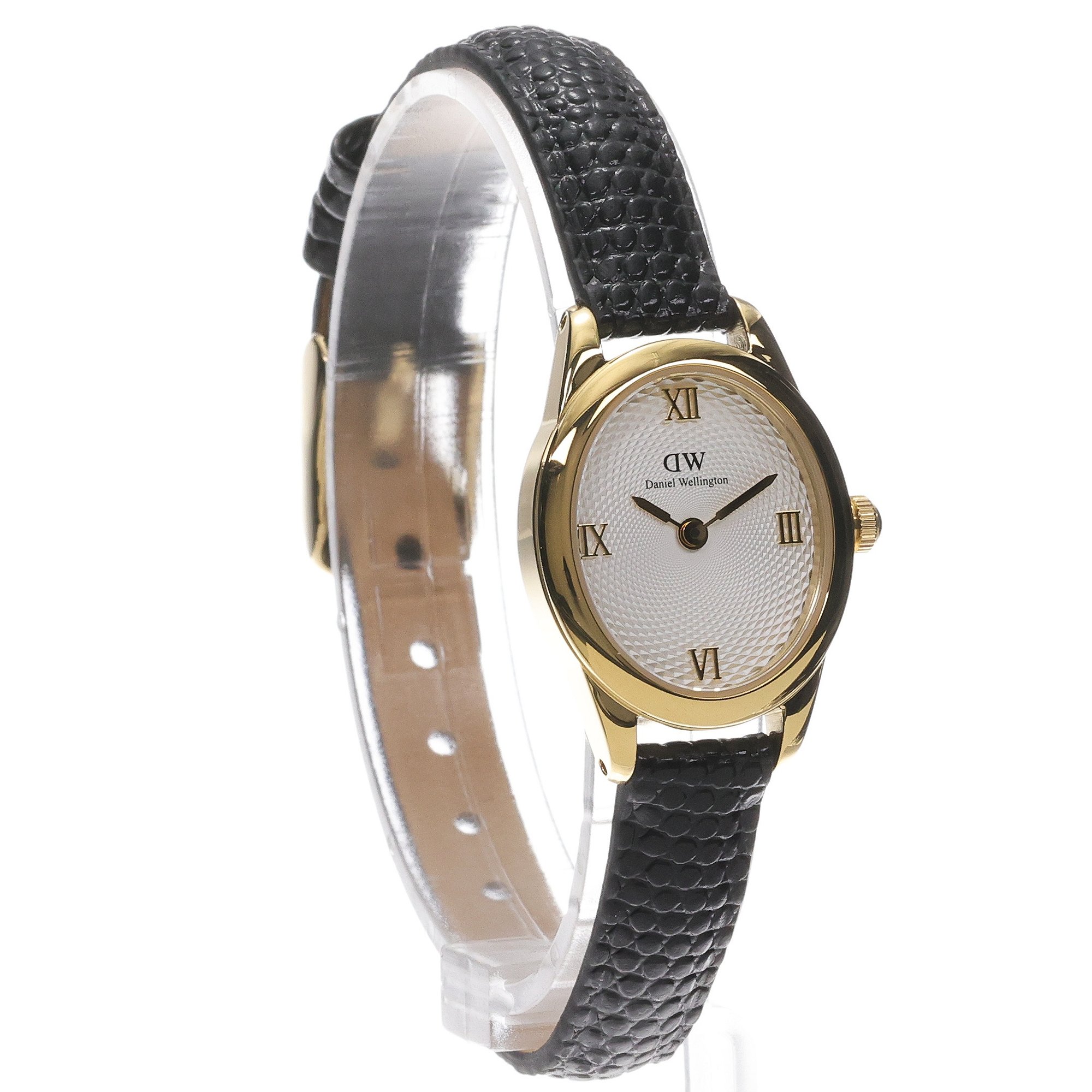 zegarek Daniel Wellington DW00100890 kwarcowy damski Damskie Ophelia Mini Black Lizard White Guilloche Gold