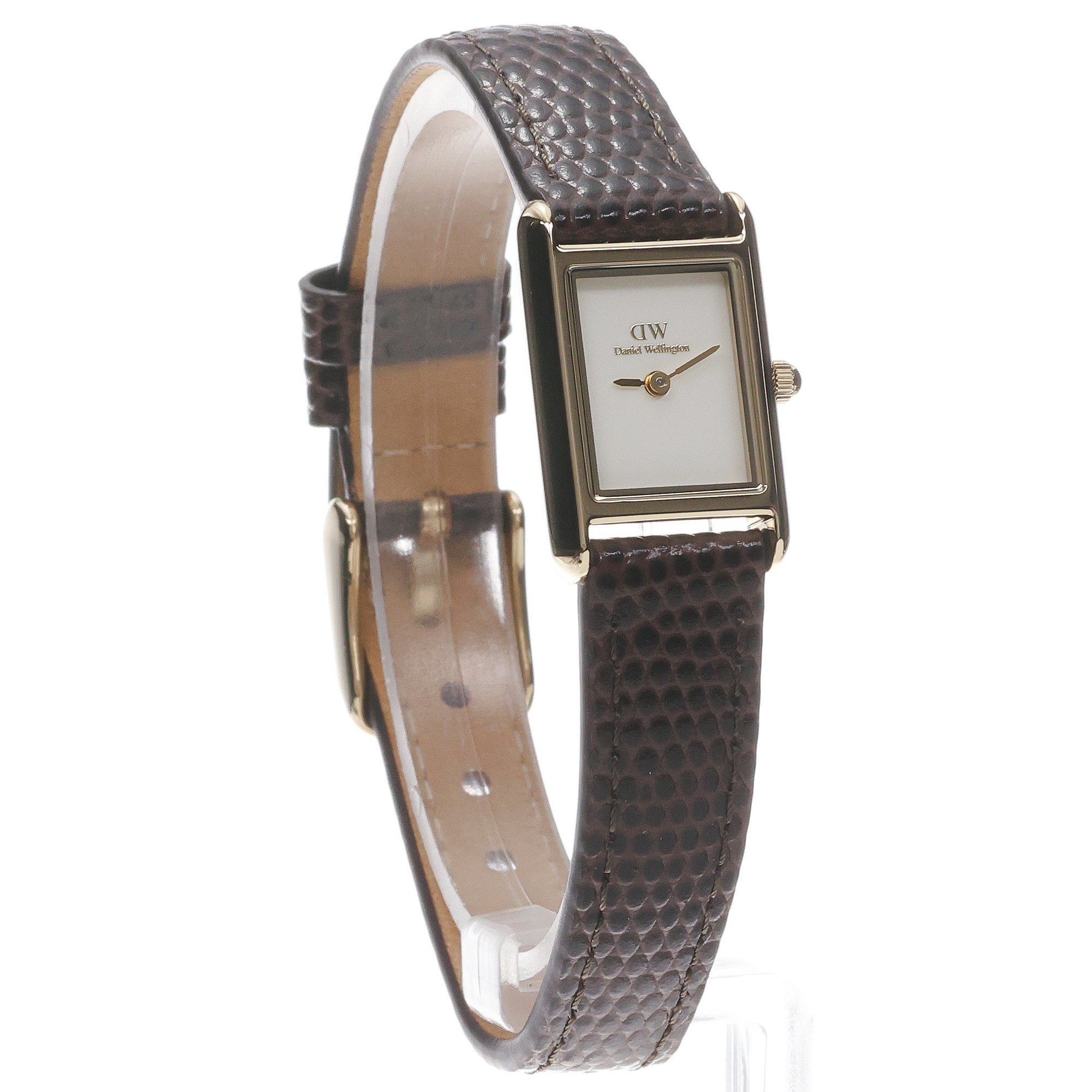 zegarek Daniel Wellington DW00100904 kwarcowy damski Damskie Bound Mini Dark Brown Lizard Gold