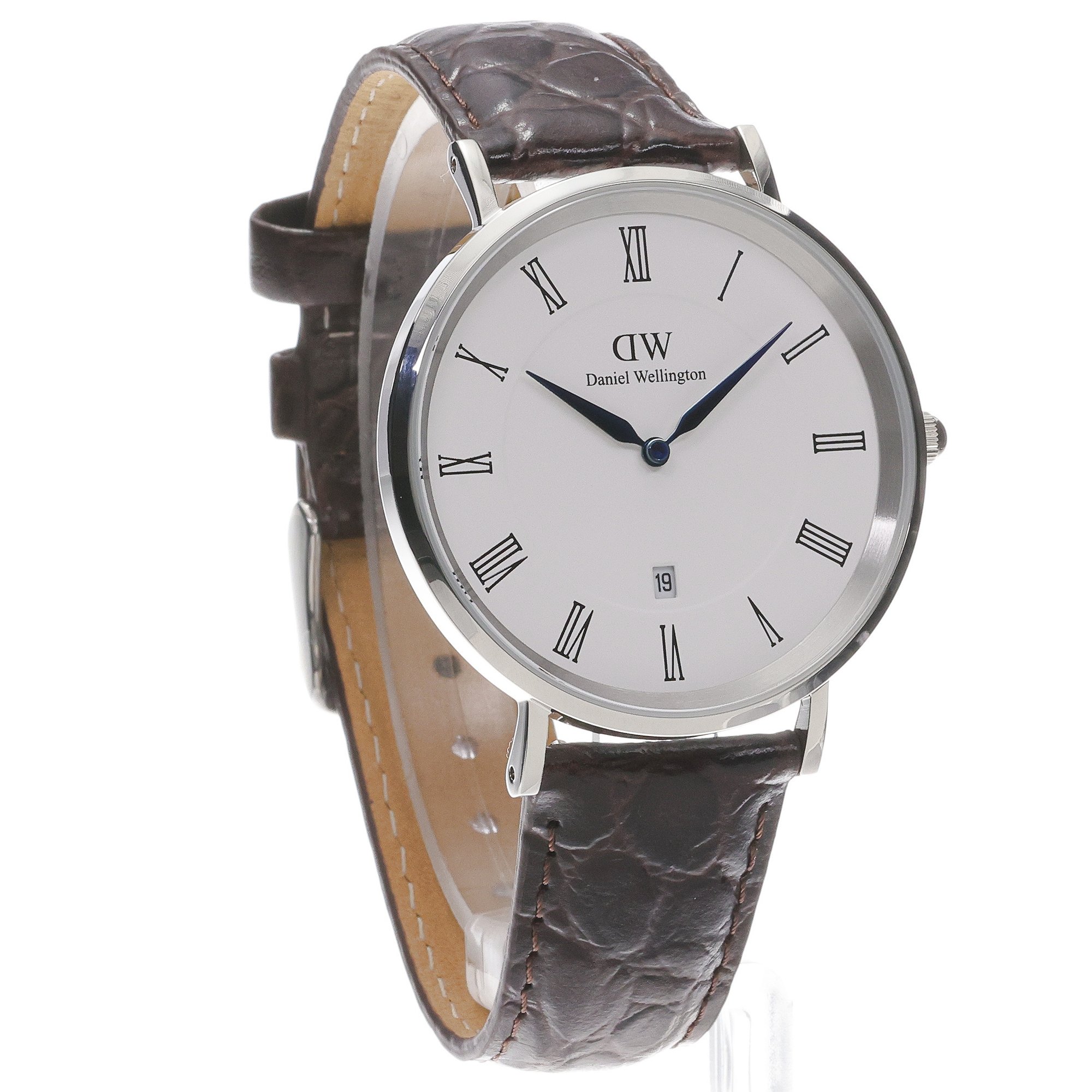 zegarek Daniel Wellington DW00100911 kwarcowy męski Męskie Classic Roman Numerals Date Dark Brown Croc Belly Silver - miniatura 3