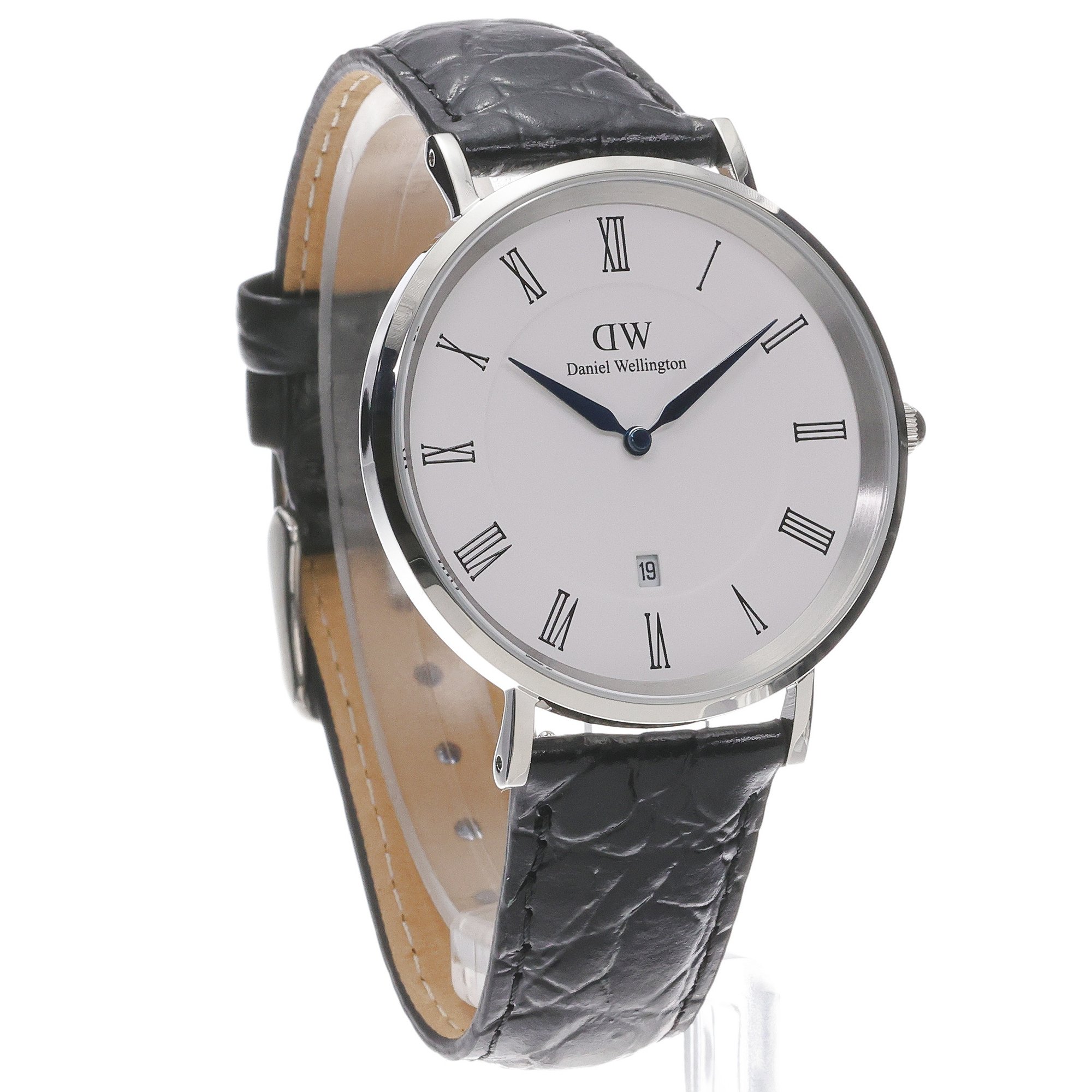 zegarek Daniel Wellington DW00100914 kwarcowy męski Męskie Classic Roman Numerals Date Black Croc Belly Silver - miniatura 3