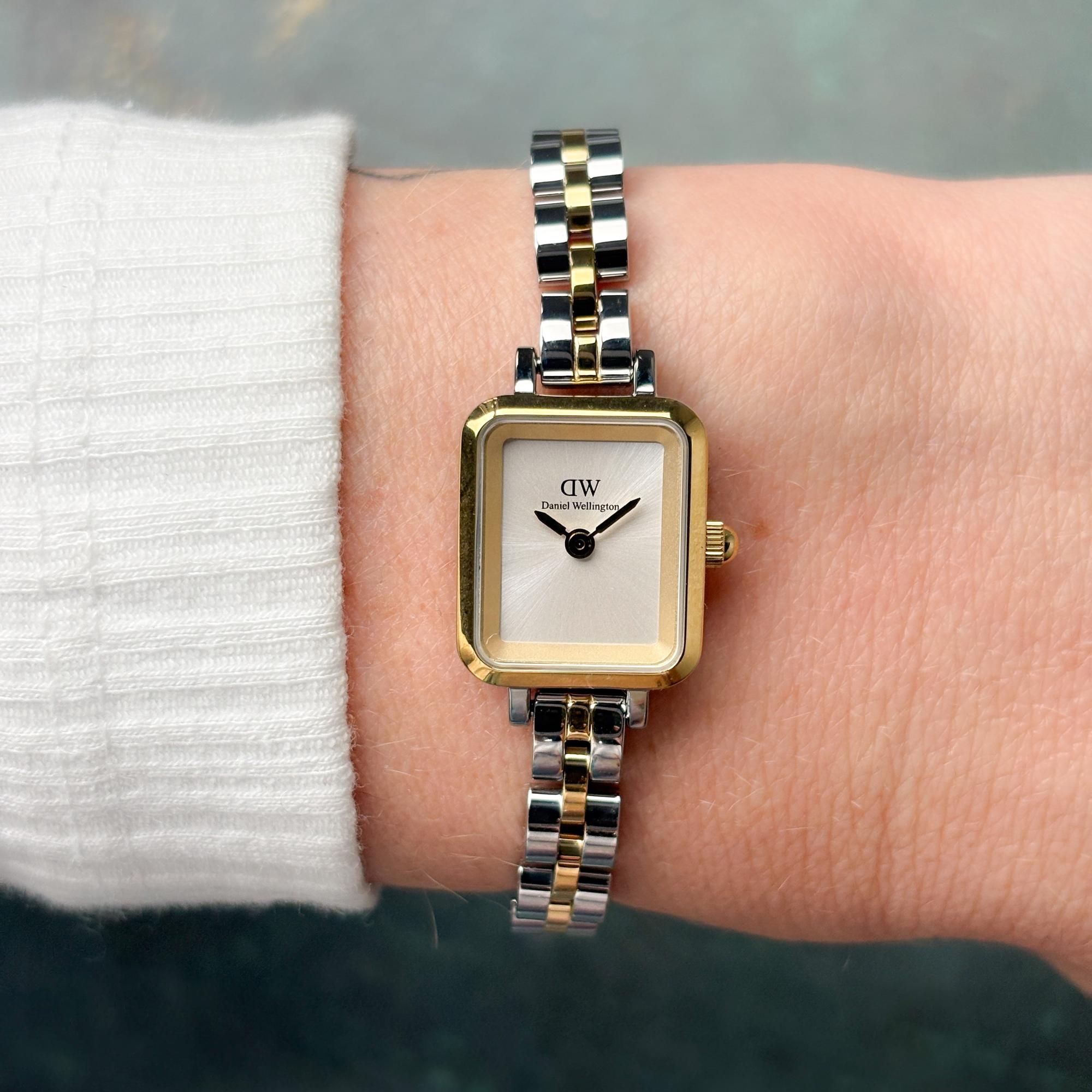 zegarek Daniel Wellington DW00100925 kwarcowy damski Damskie Quadro Mini Arch 3-Link Two Tone Gold - miniatura 6