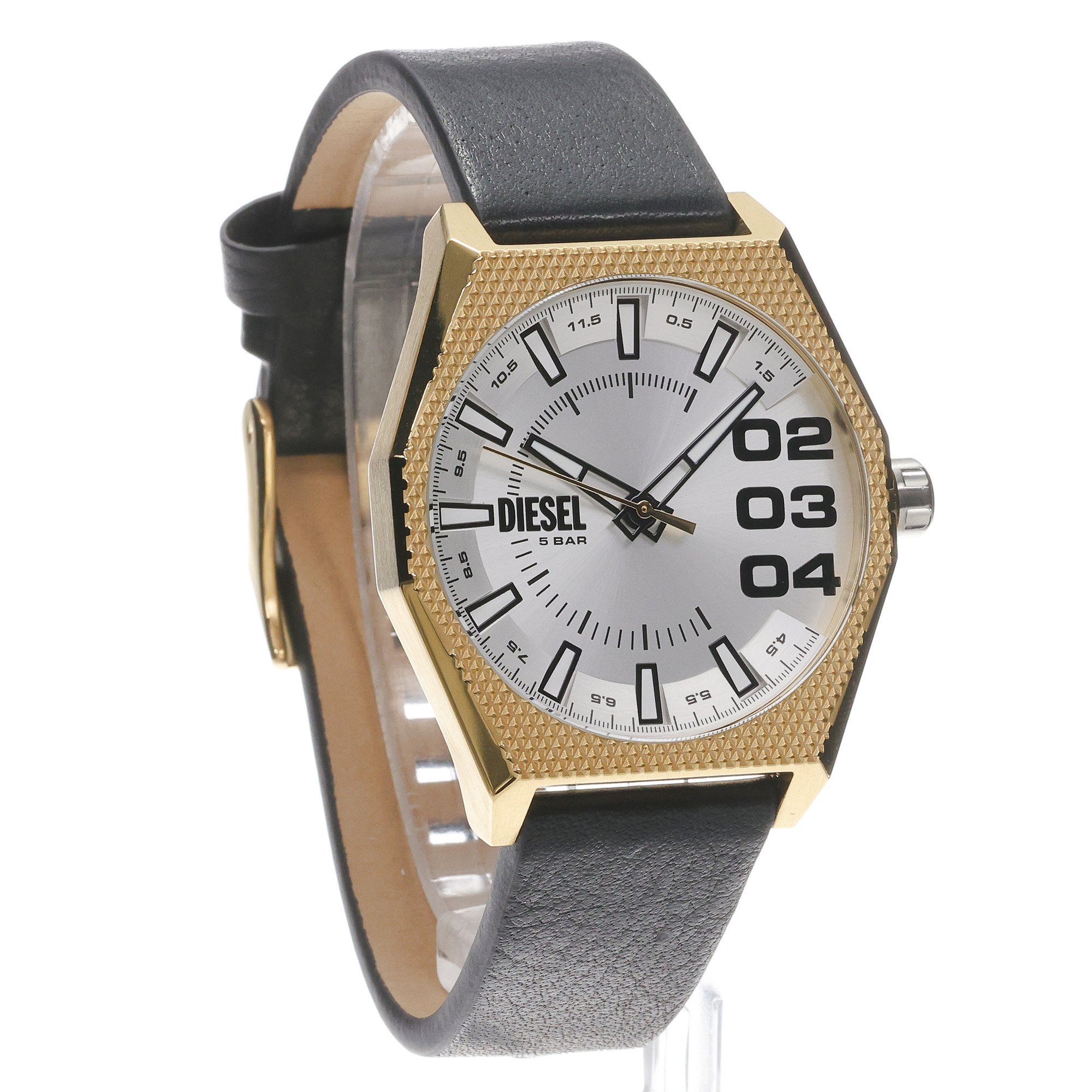 zegarek Diesel DZ2219 kwarcowy męski Męskie Black Leather Strap 43mm