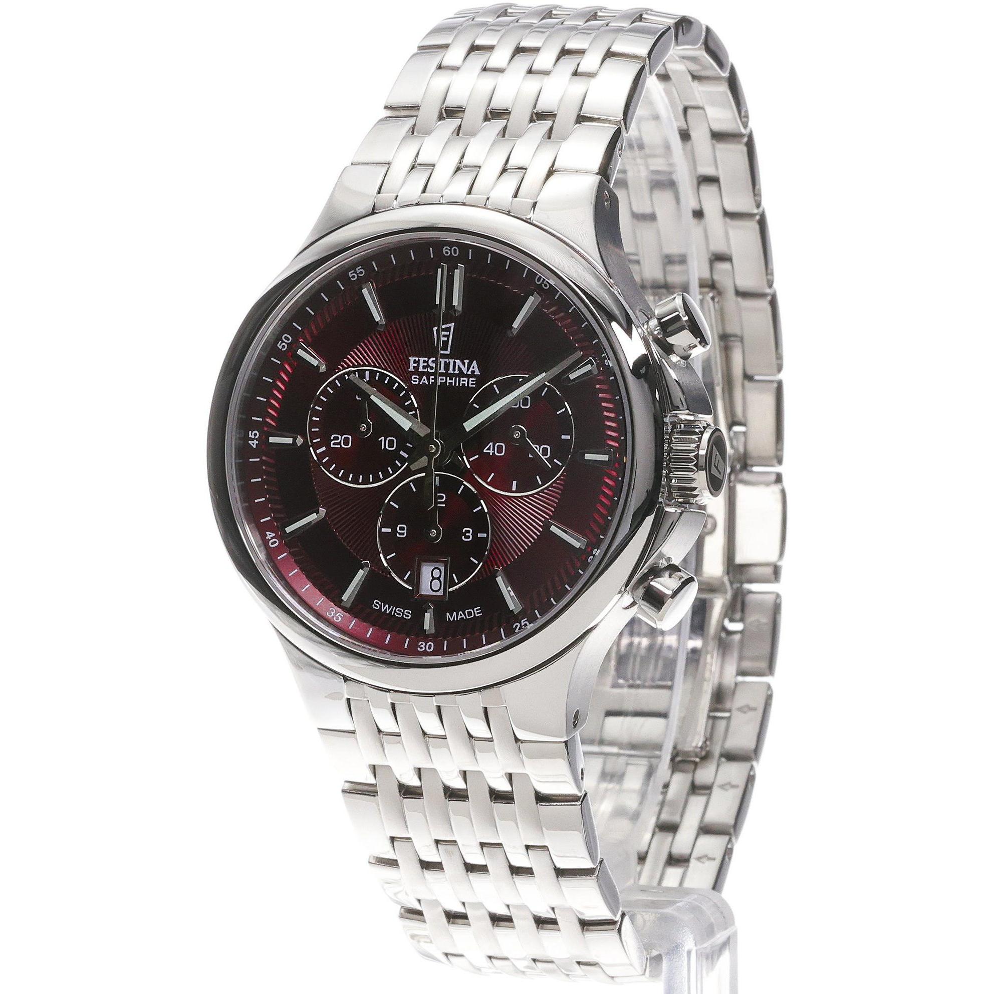 zegarek Festina F20093-5 Swiss Made Chrono Swiss Made szafirowe - miniatura 2