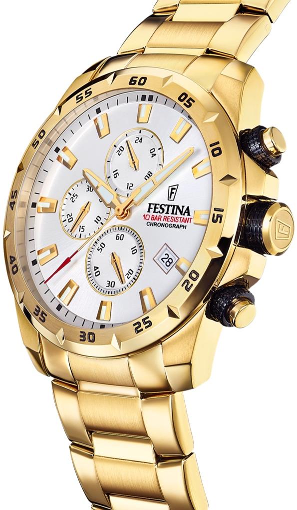 zegarek Festina F20541-1 złoty Chronograf - miniatura 6