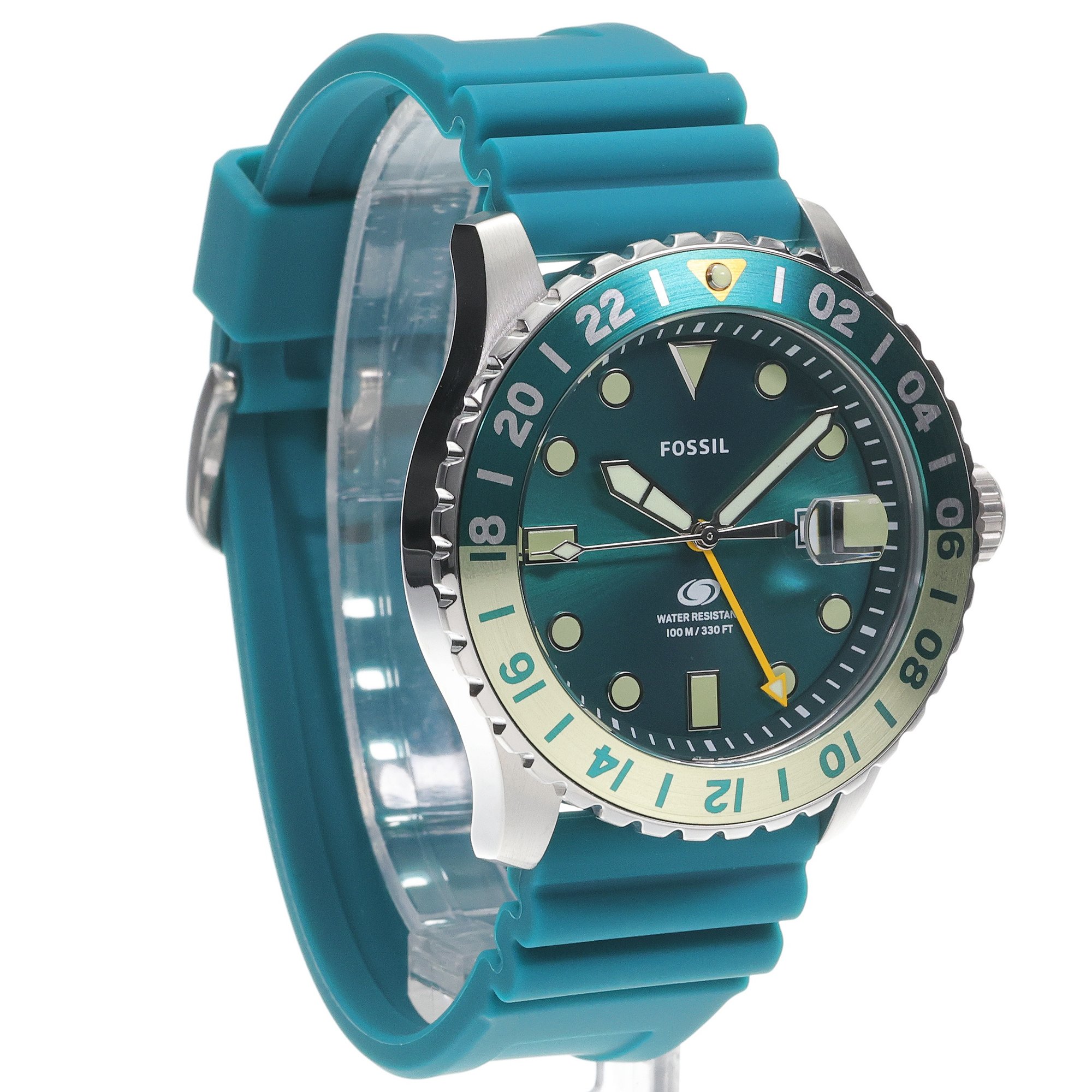 zegarek Fossil FS5992 kwarcowy męski Męskie BLUE GMT Silicone Strap 46mm