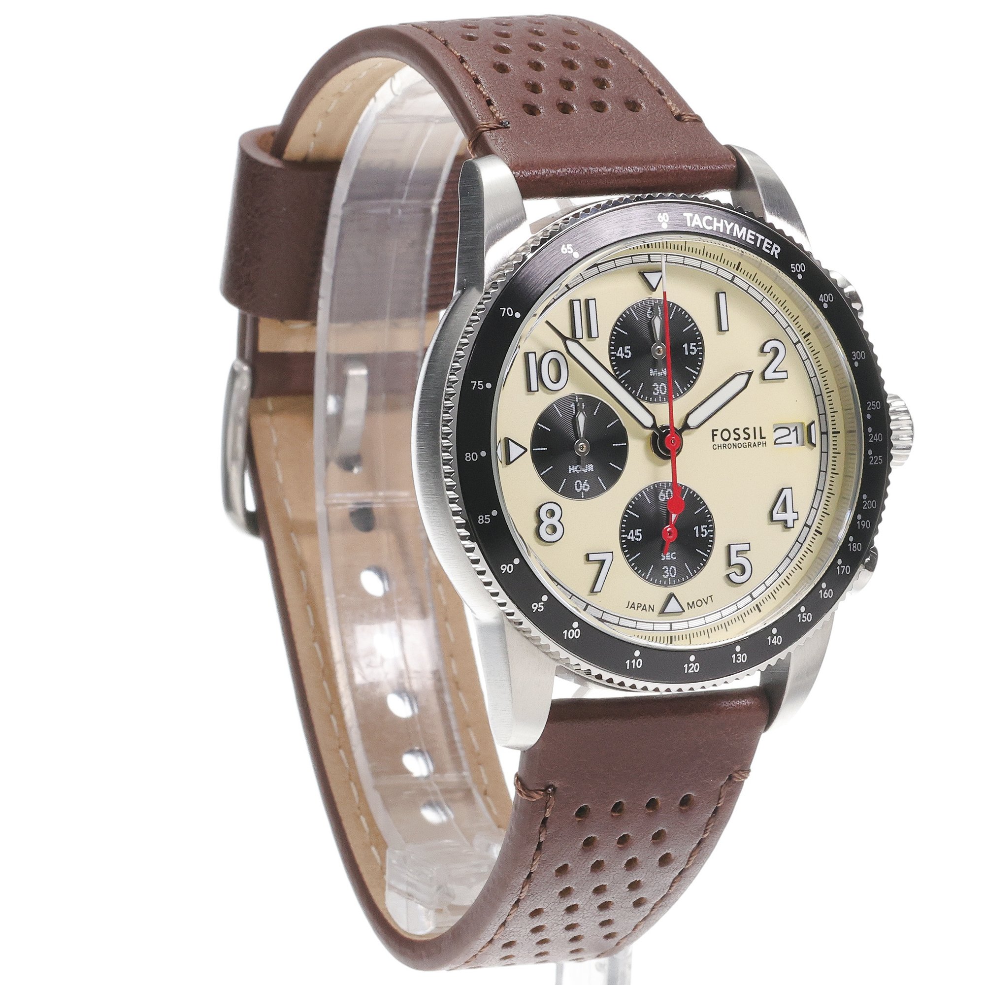 zegarek Fossil FS6042 kwarcowy męski Męskie SPORT TOURER Chronograph Brown Leather Strap 42mm