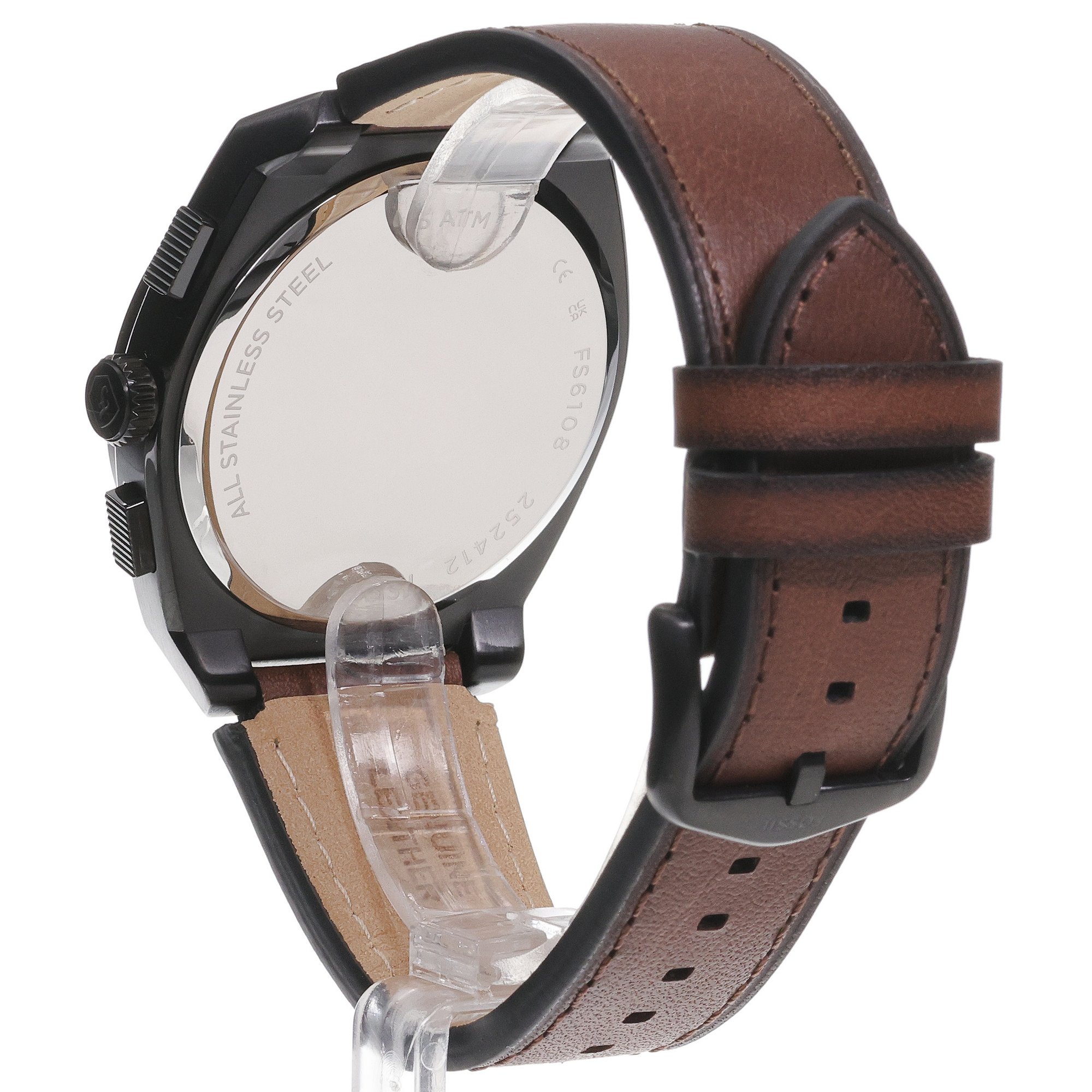 zegarek Fossil FS6108 kwarcowy męski Everett Everett Chronograph Brown Leather Strap 44mm - miniatura 4