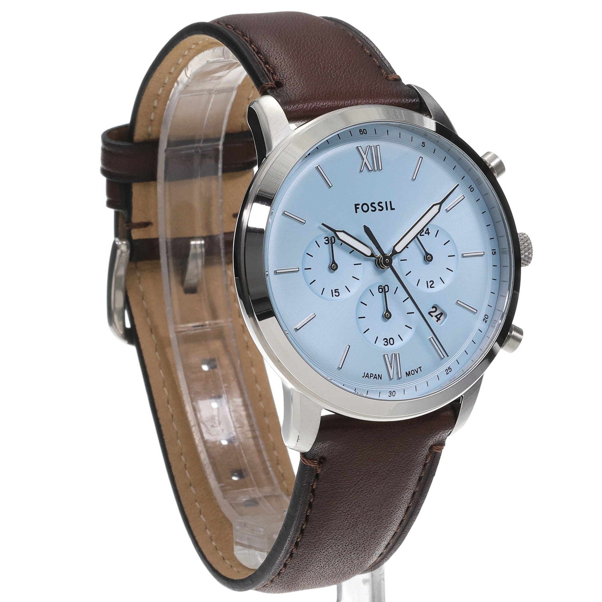 zegarek Fossil FS6109 kwarcowy męski Neutra Neutra Chronograph Brown Leather Strap 44mm - miniatura 3