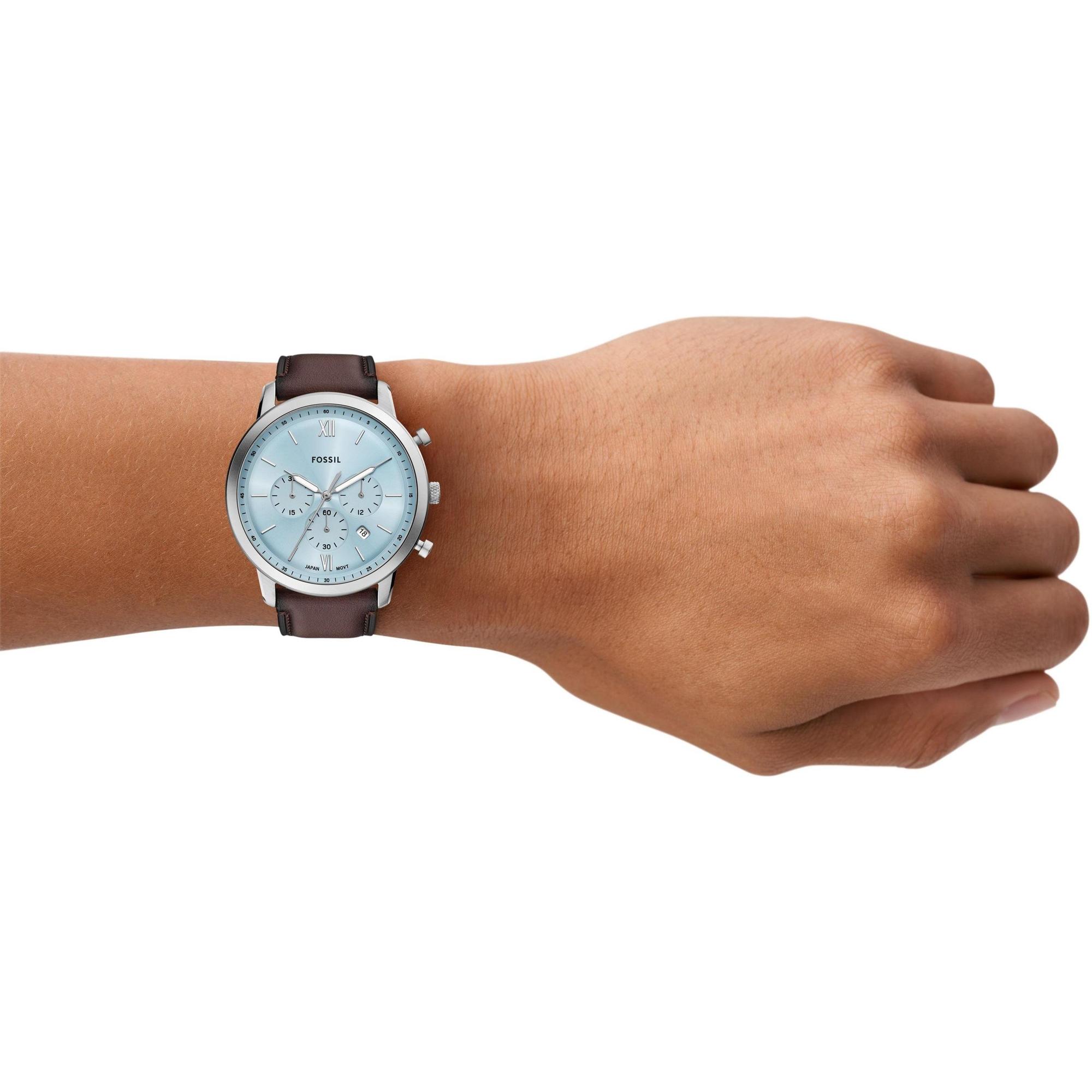 zegarek Fossil FS6109 Neutra Chronograph Brown Leather Strap 44mm Neutra mineralne - miniatura 11