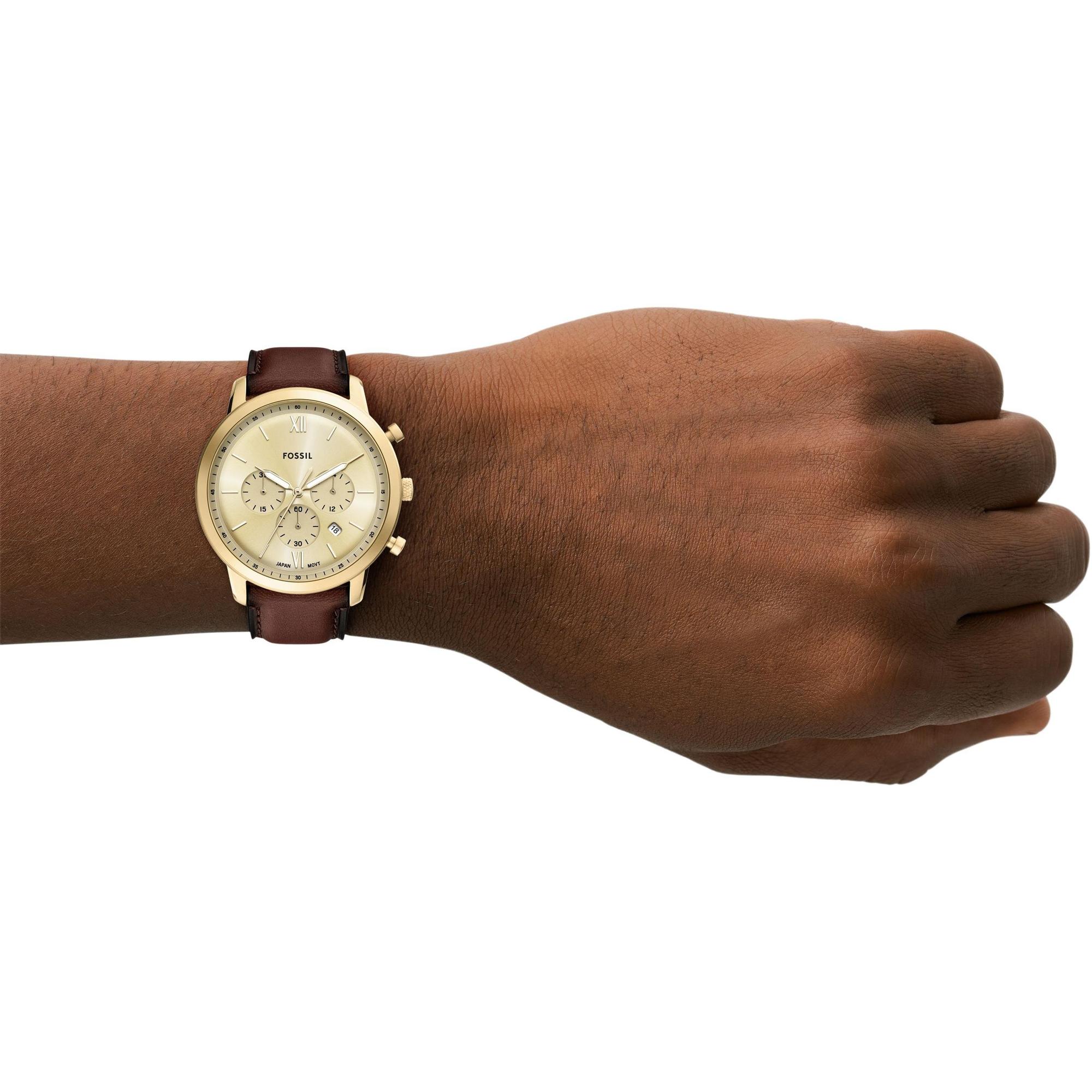 zegarek Fossil FS6113 Neutra Chronograph Brown Leather Strap 44mm Neutra mineralne