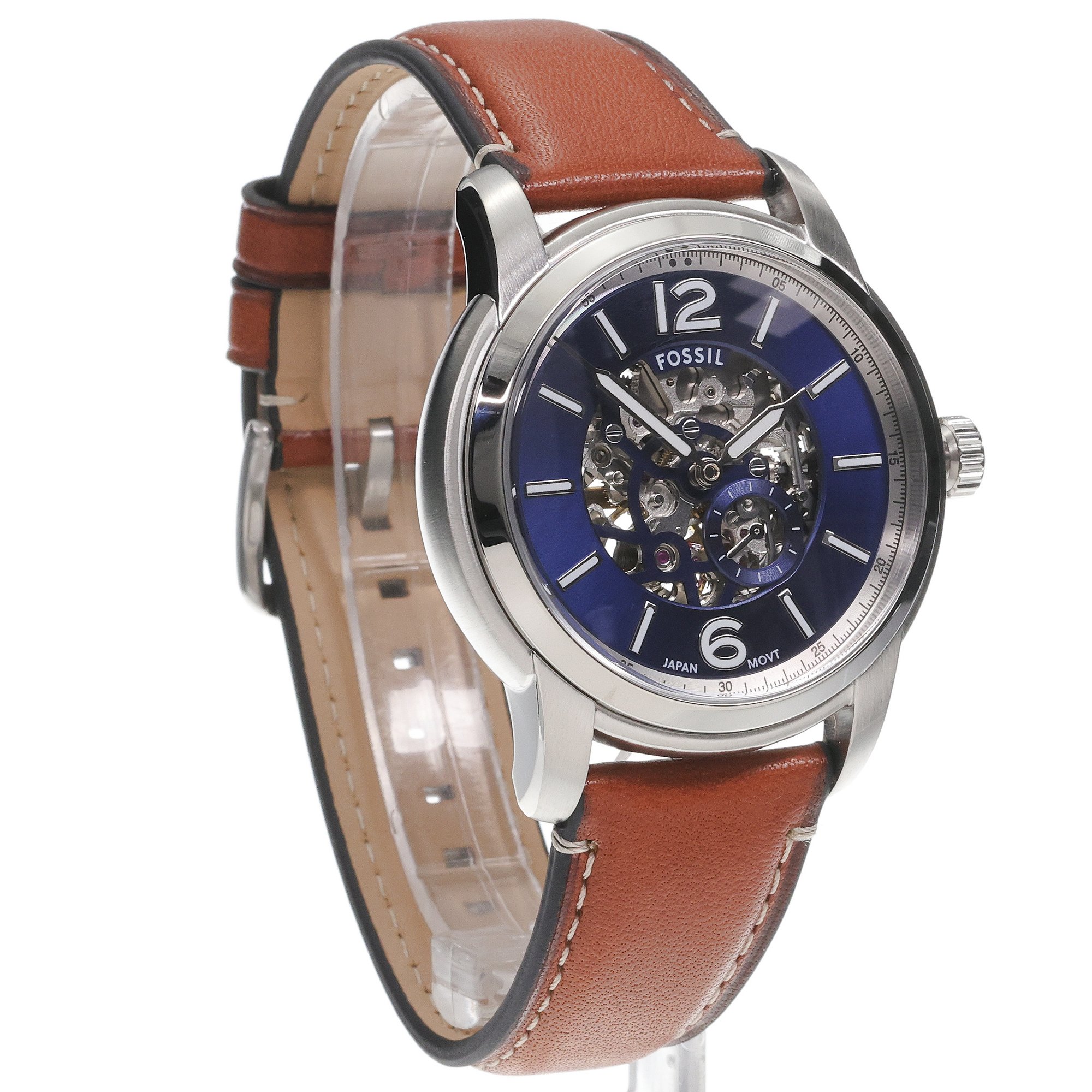 zegarek Fossil ME3263 automatyczny męski Męskie HERITAGE AUTOMATIC Brown Leather Strap 43mm - miniatura 3