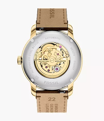 zegarek Fossil ME3279 automatyczny męski Męskie HERITAGE AUTOMATIC Brown Leather Strap 43mm - miniatura 10