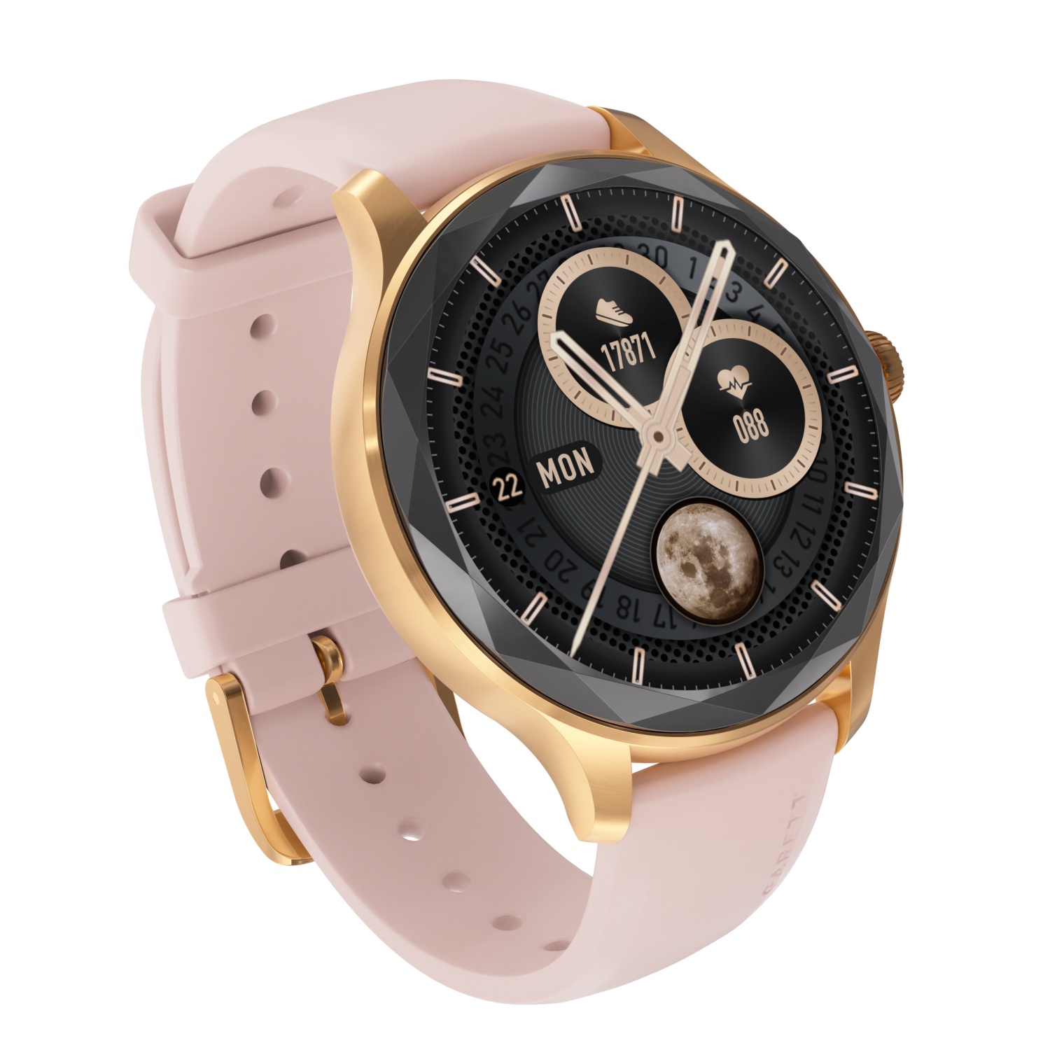 zegarek Garett 5904238486115 kwarcowy damski Smartwatch Smartwatch Garett Viva Różowe Złoto Stalowy + Pasek