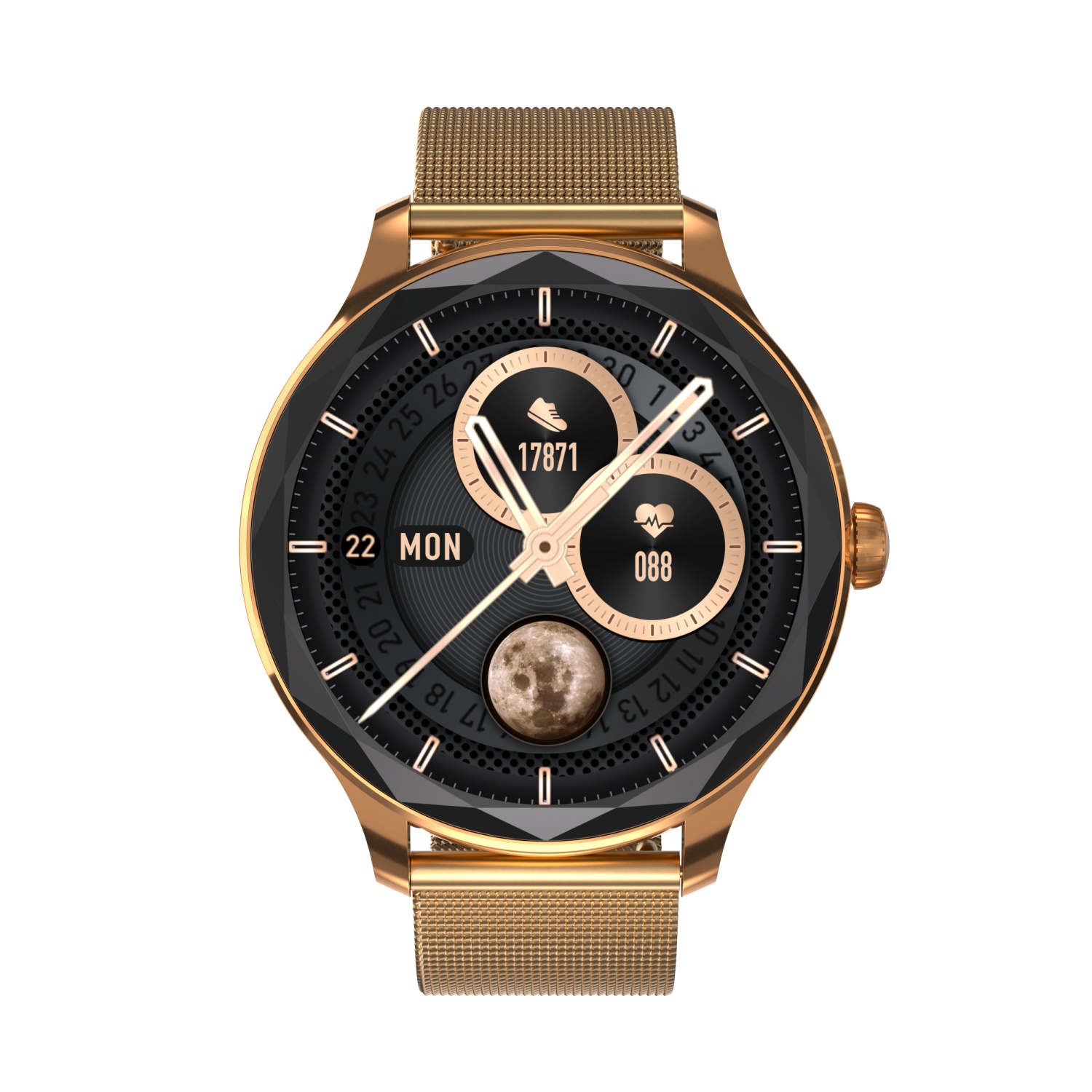zegarek Garett 5904238486115 Smartwatch Garett Viva Różowe Złoto Stalowy + Pasek Smartwatch z tworzywa sztucznego