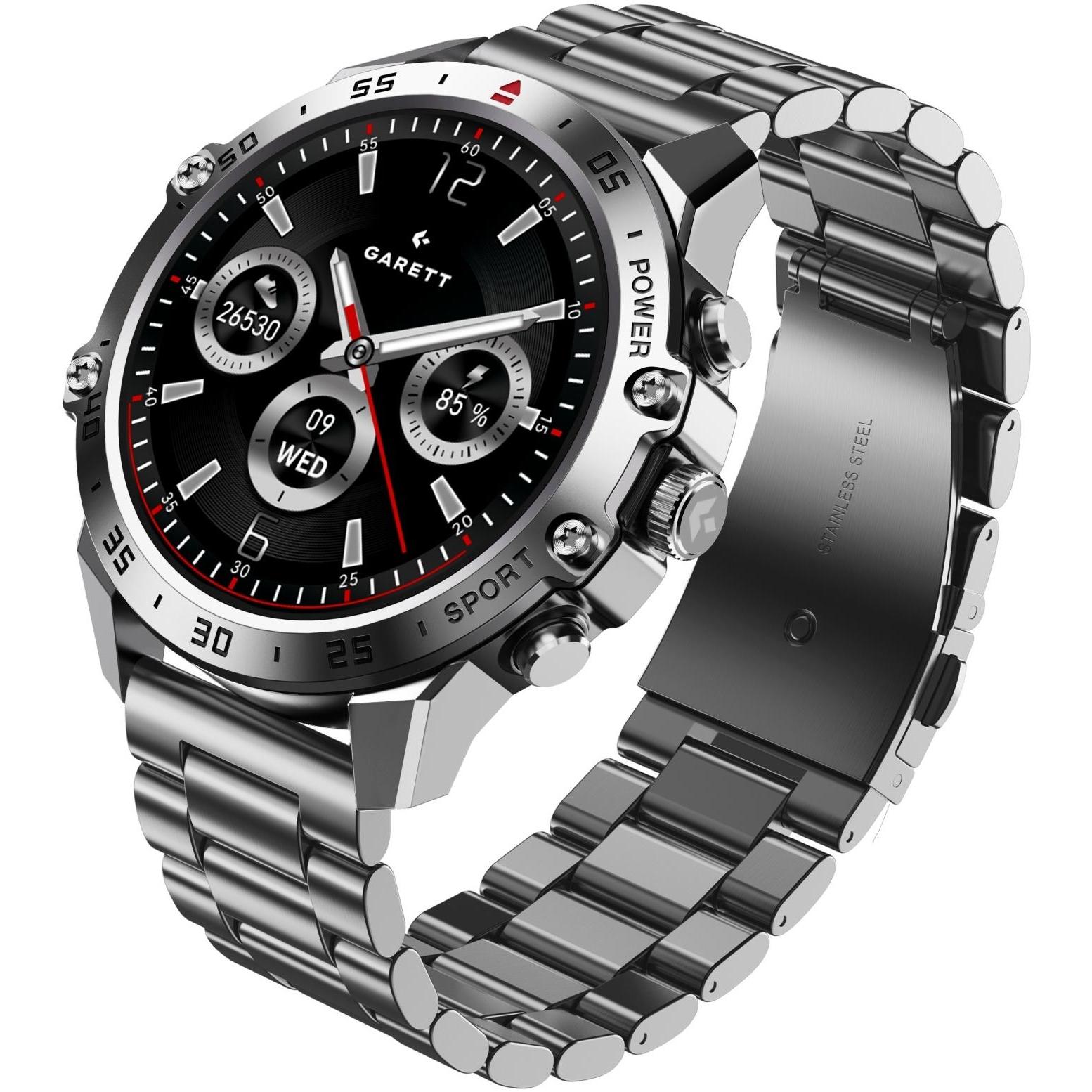 zegarek Garett 5904238486849 Smartwatch Garett V14 Srebrna Stal zestaw z paskiem Męskie - miniatura 8