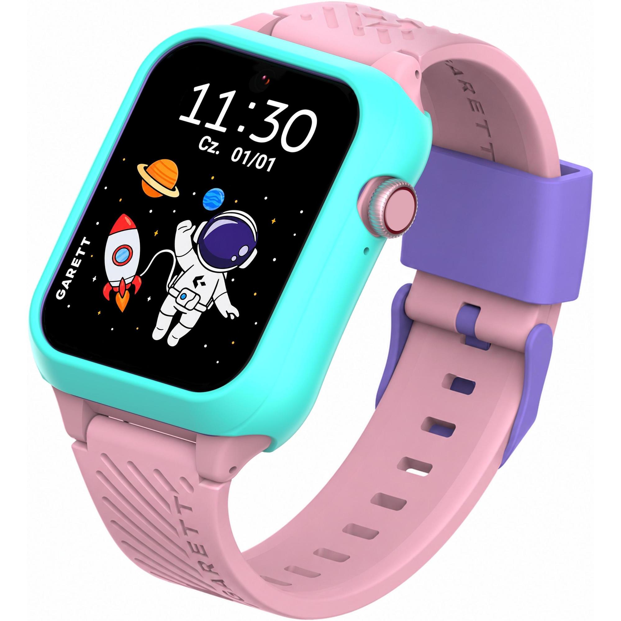 zegarek Garett 5904238487334-PAY Smartwatch Garett Kids Essa 2 AI 4G Różowy zestaw z Paskiem Garett Pay i Obudową dla dzieci z gps Dla dzieci