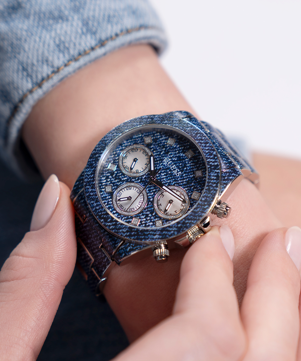 zegarek Guess GW0750L1 kwarcowy damski Damskie Iconic Denim 40th Anniversary Multi-function 38mm - miniatura 10