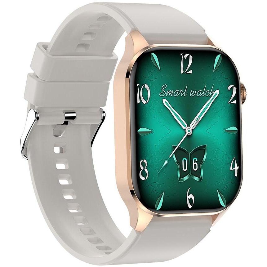 zegarek Hagen HB18110531 kwarcowy męski Smartwatch Smartwatch HB18 Różowe Złoto na Beżowym Pasku