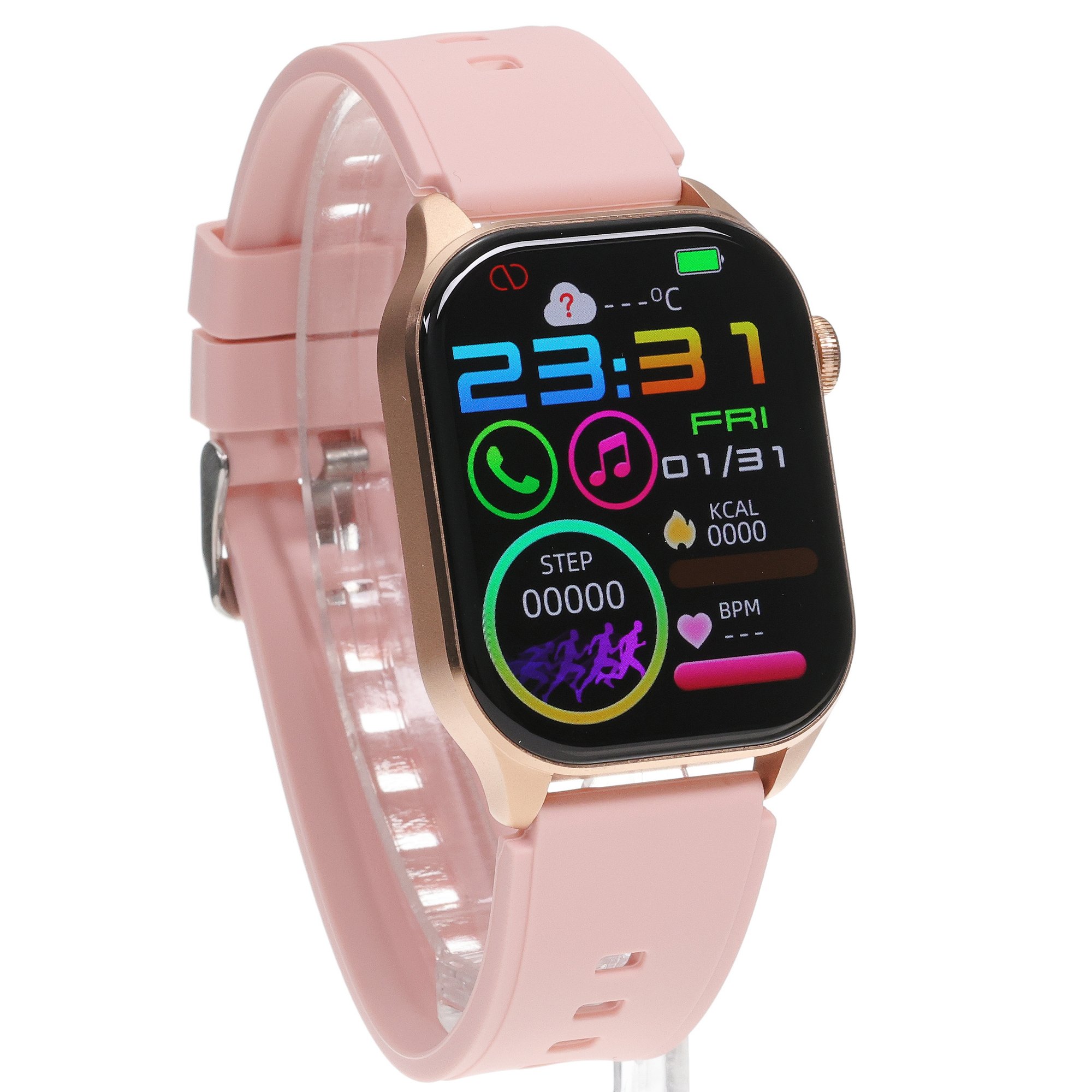 zegarek Hagen HB18110539 kwarcowy męski Smartwatch Smartwatch HB18 Różowe Złoto na Różowym Pasku