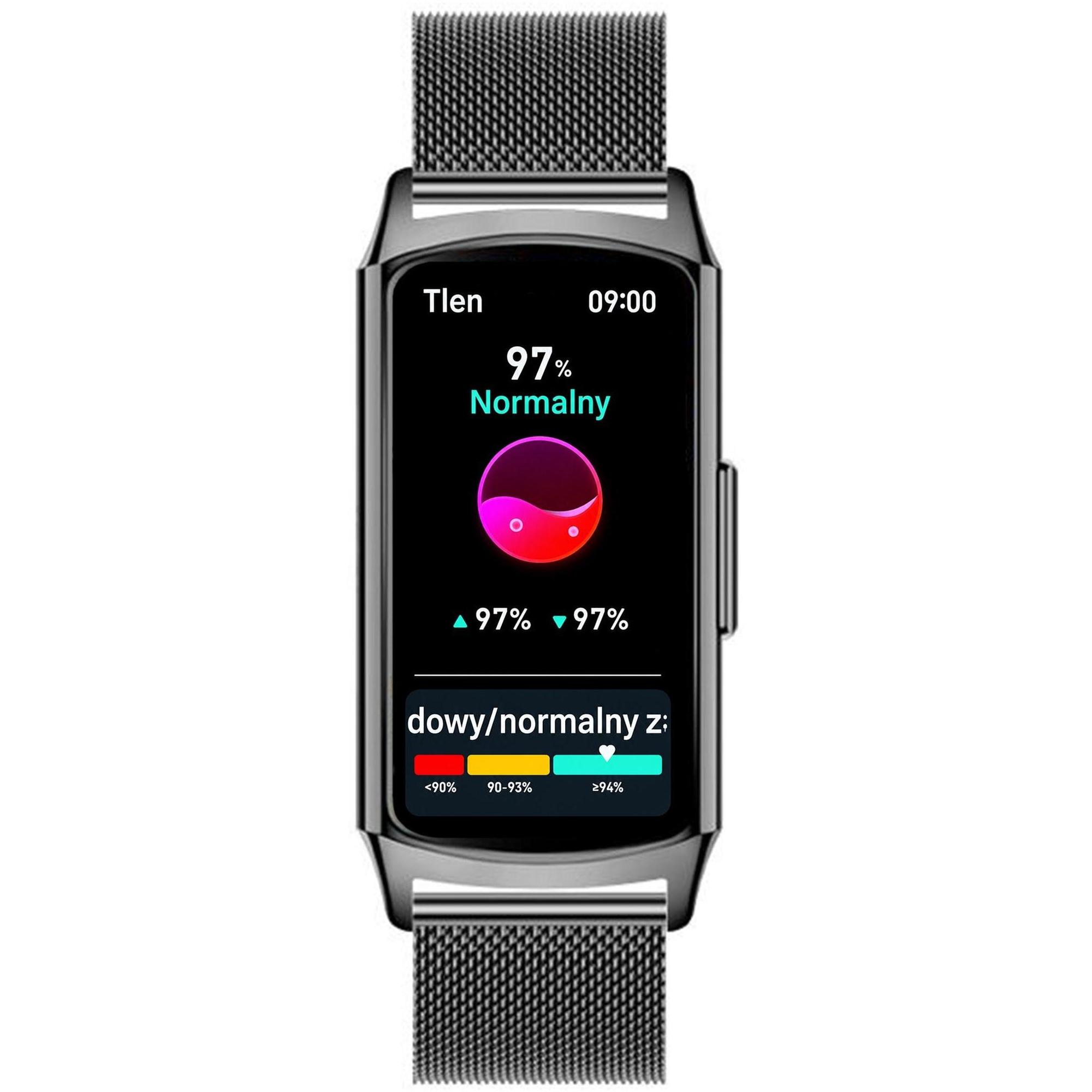zegarek Hagen HB3514144 HB35 Czarna Bransoleta Smartwatch