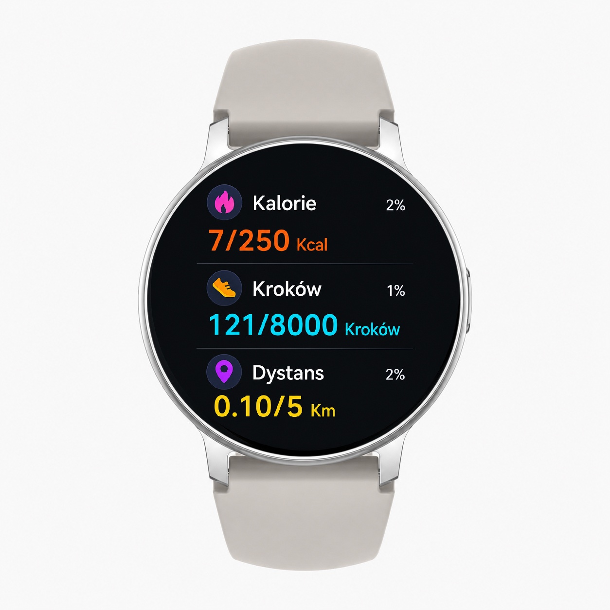 zegarek Hagen HB37111531 HB37 Srebrny na Beżowym Pasku damski z krokomierz Smartwatch - miniatura 3