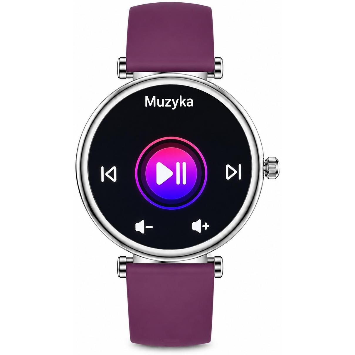 zegarek Hagen HB4021153211211-SET HB40 Fioletowy + Pasek i Bransoleta damski z krokomierz Smartwatch