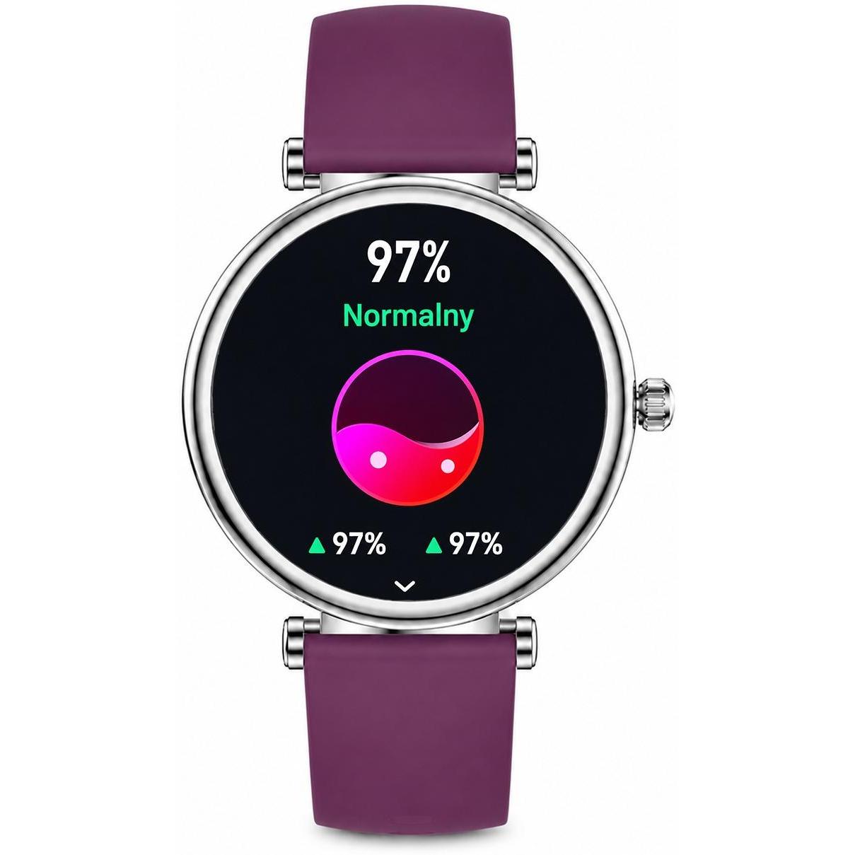 zegarek Hagen HB4021153211211-SET kwarcowy damski Smartwatch HB40 Fioletowy + Pasek i Bransoleta