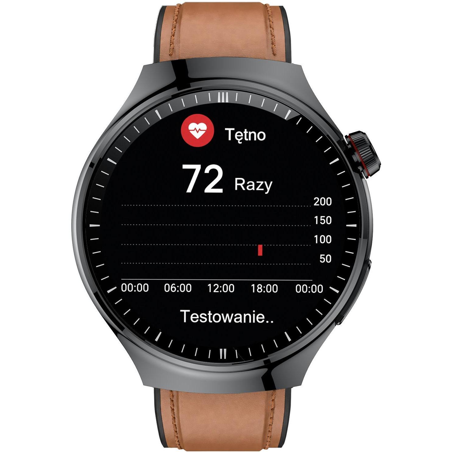 zegarek Hagen HB4114533 HB41 Czarny na Brązowym Pasku Smartwatch - miniatura 11