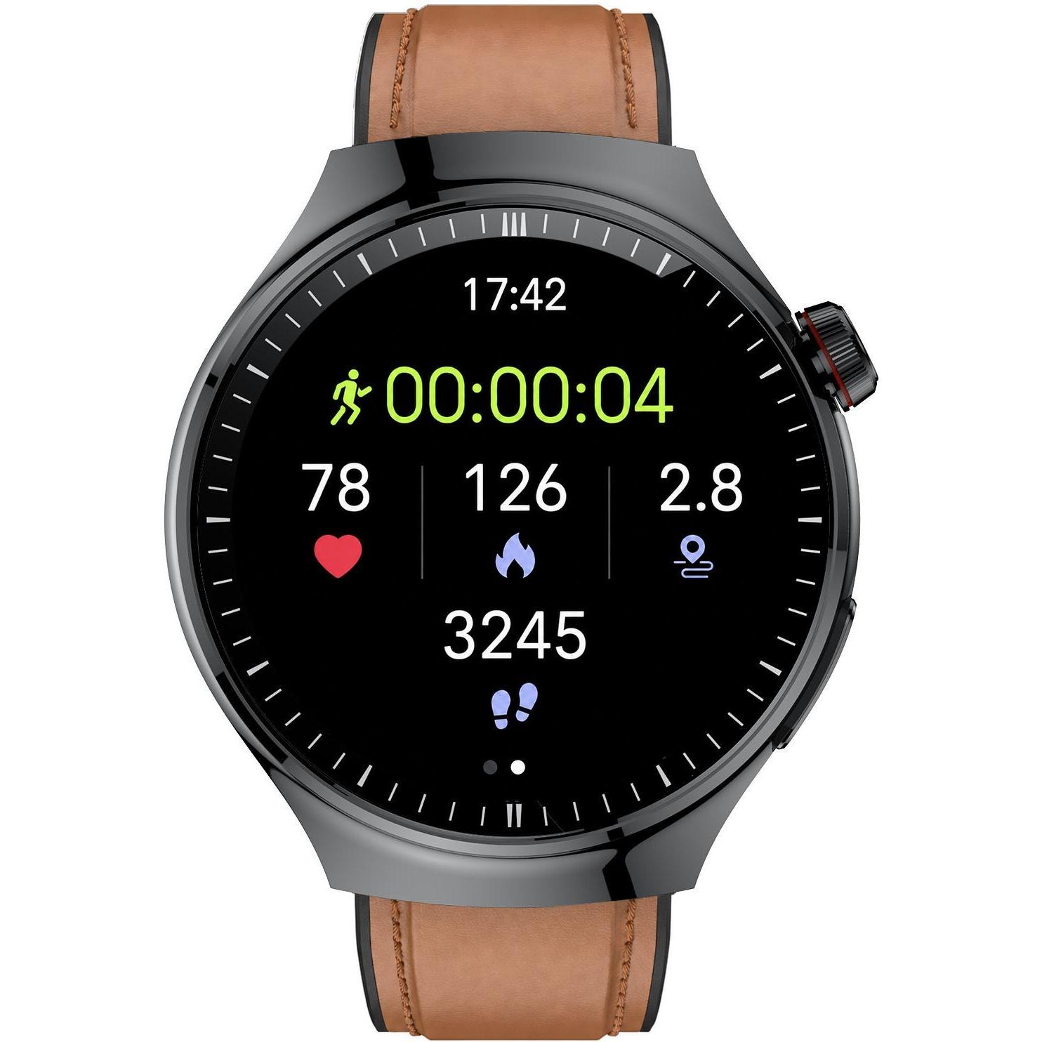 zegarek Hagen HB4114533 kwarcowy męski Smartwatch HB41 Czarny na Brązowym Pasku - miniatura 4