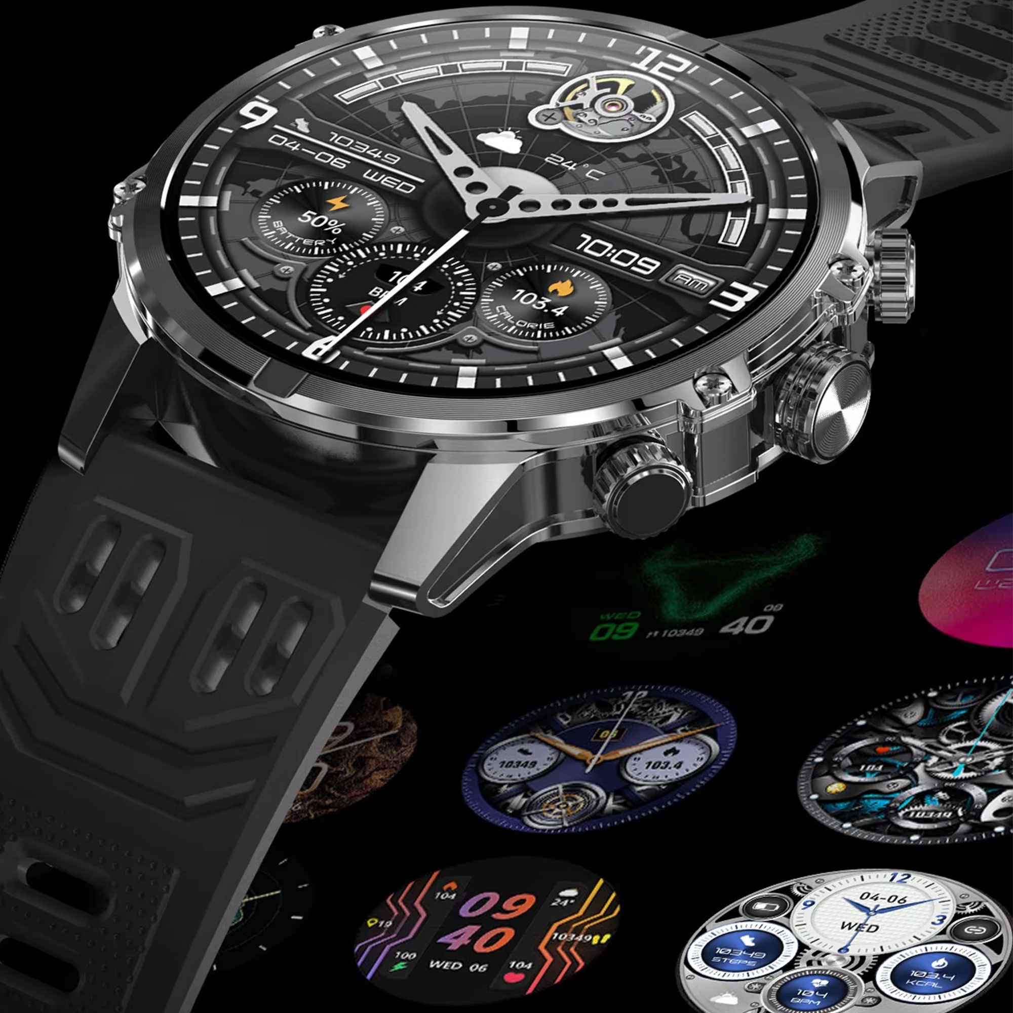 zegarek Hagen HB4514134 kwarcowy męski Smartwatch HB45 Czarny na Pasku - miniatura 8