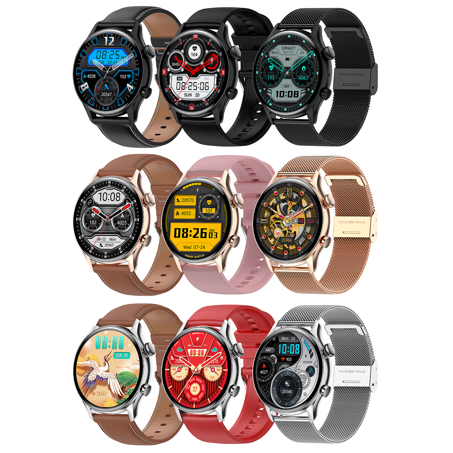 zegarek Hagen HC19111535334-SET Smartwatch HC19 srebrny czarny + pasek Smartwatch z tworzywa sztucznego - miniatura 11