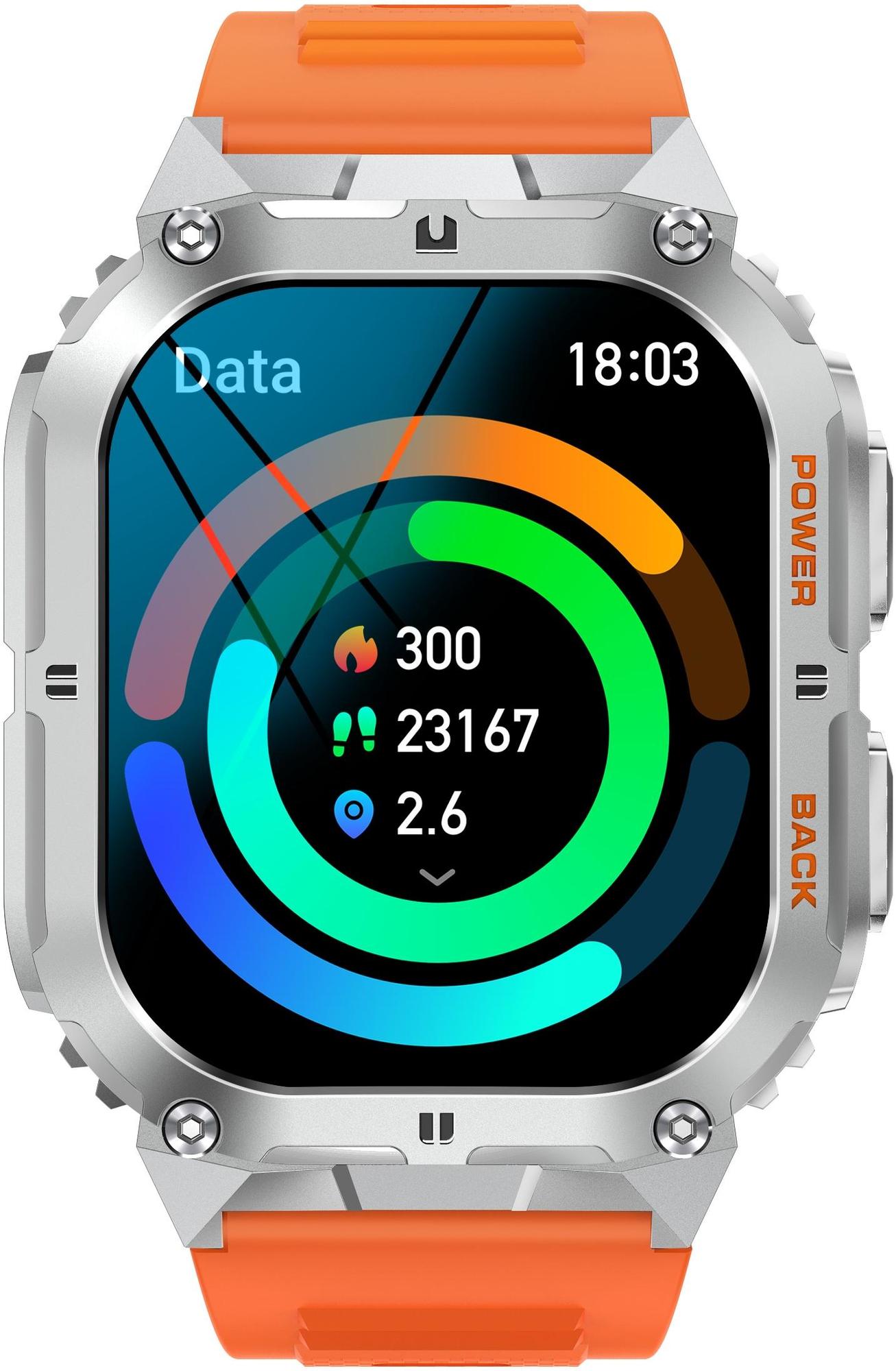 zegarek Hagen HC97211534 HC97 Srebrny na Czarnym Pasku + Pasek męski z kompas Smartwatch - miniatura 7