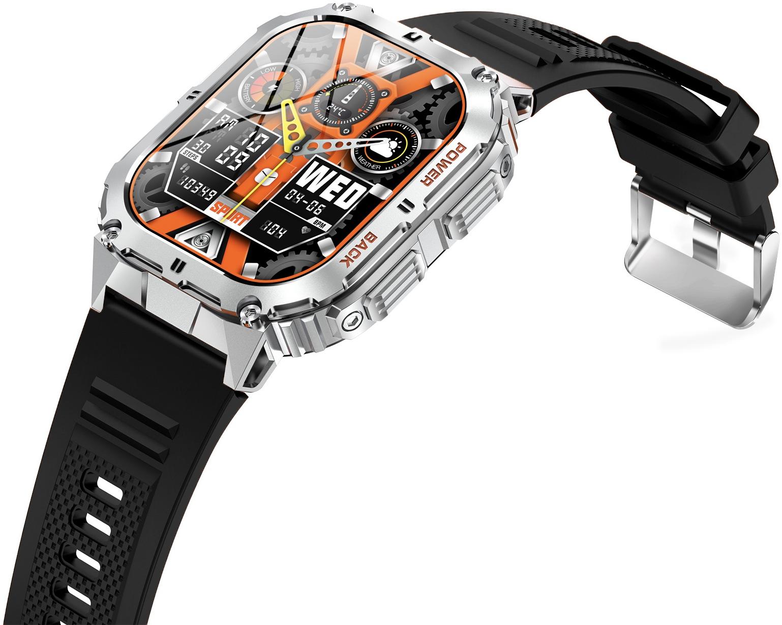 zegarek Hagen HC97211534 kwarcowy męski Smartwatch HC97 Srebrny na Czarnym Pasku + Pasek - miniatura 2