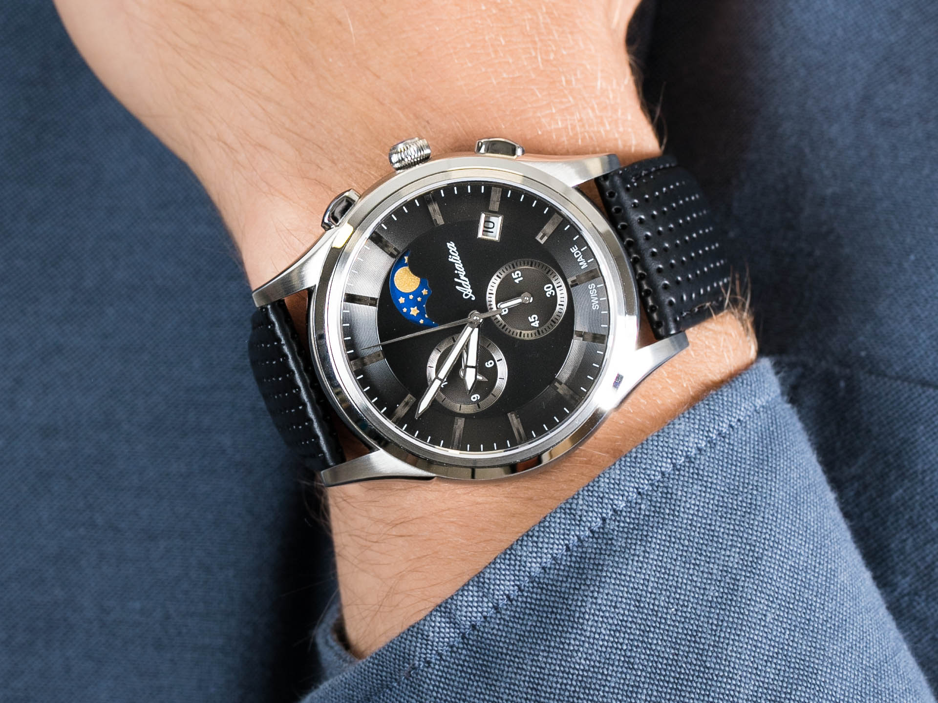 Adriatica A8282.5214CH Moonphase Chronograph zegarek klasyczny Pasek