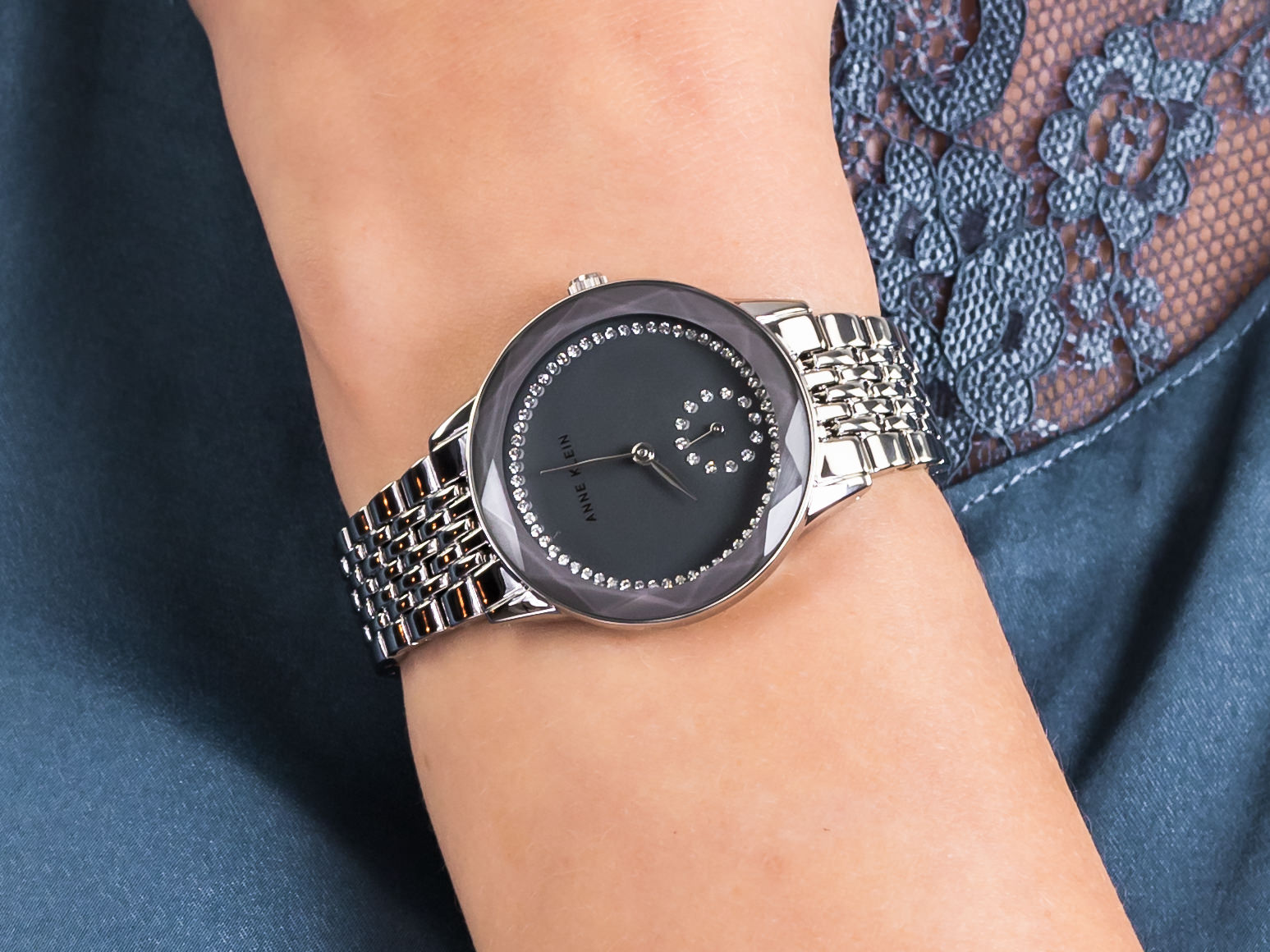 Anne Klein AK-3507GYSV zegarek klasyczny Bransoleta