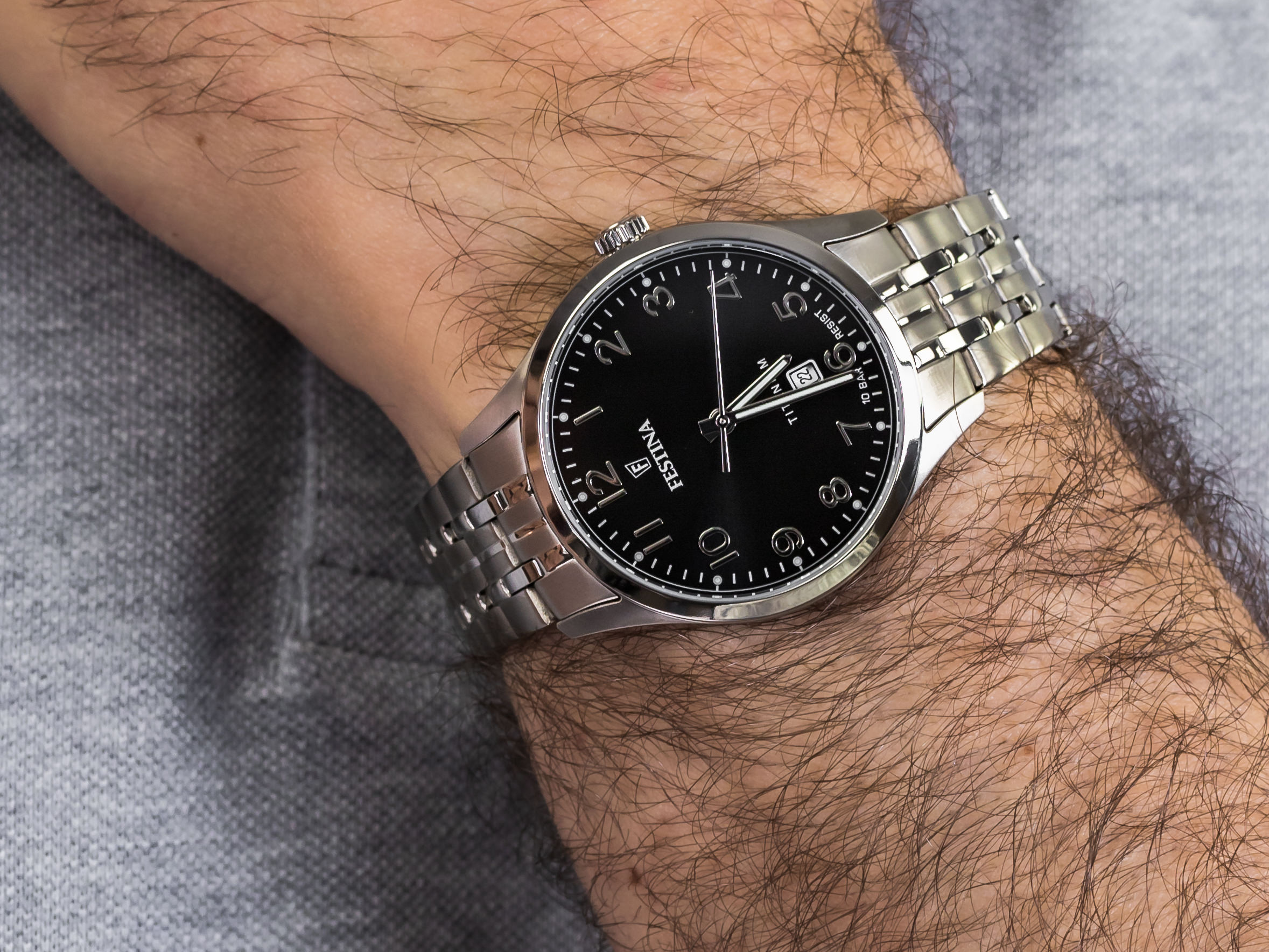 Festina F20466-3 Titanium Date zegarek klasyczny Titanium - miniatura 2