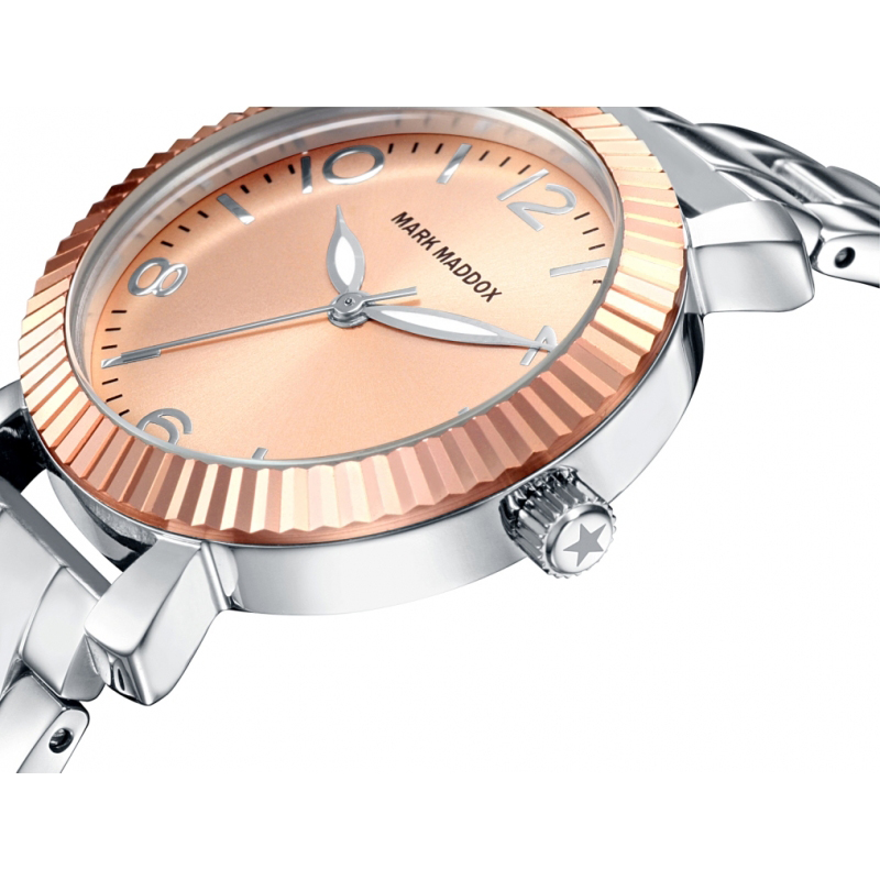 Mark Maddox MM7016-93 zegarek srebrny klasyczny Pink Gold bransoleta