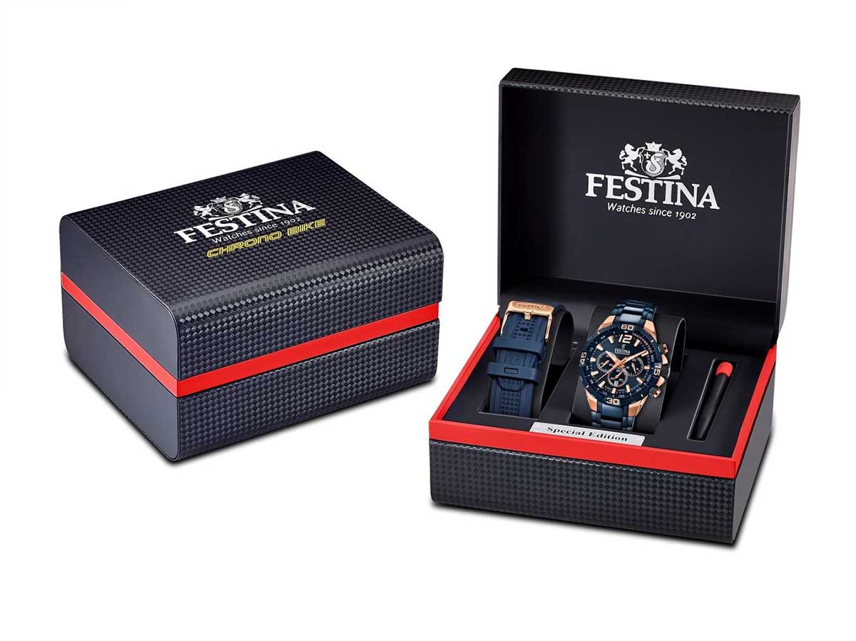 Festina F20524-1 zegarek niebieski sportowy Chrono Bike bransoleta - miniatura 3