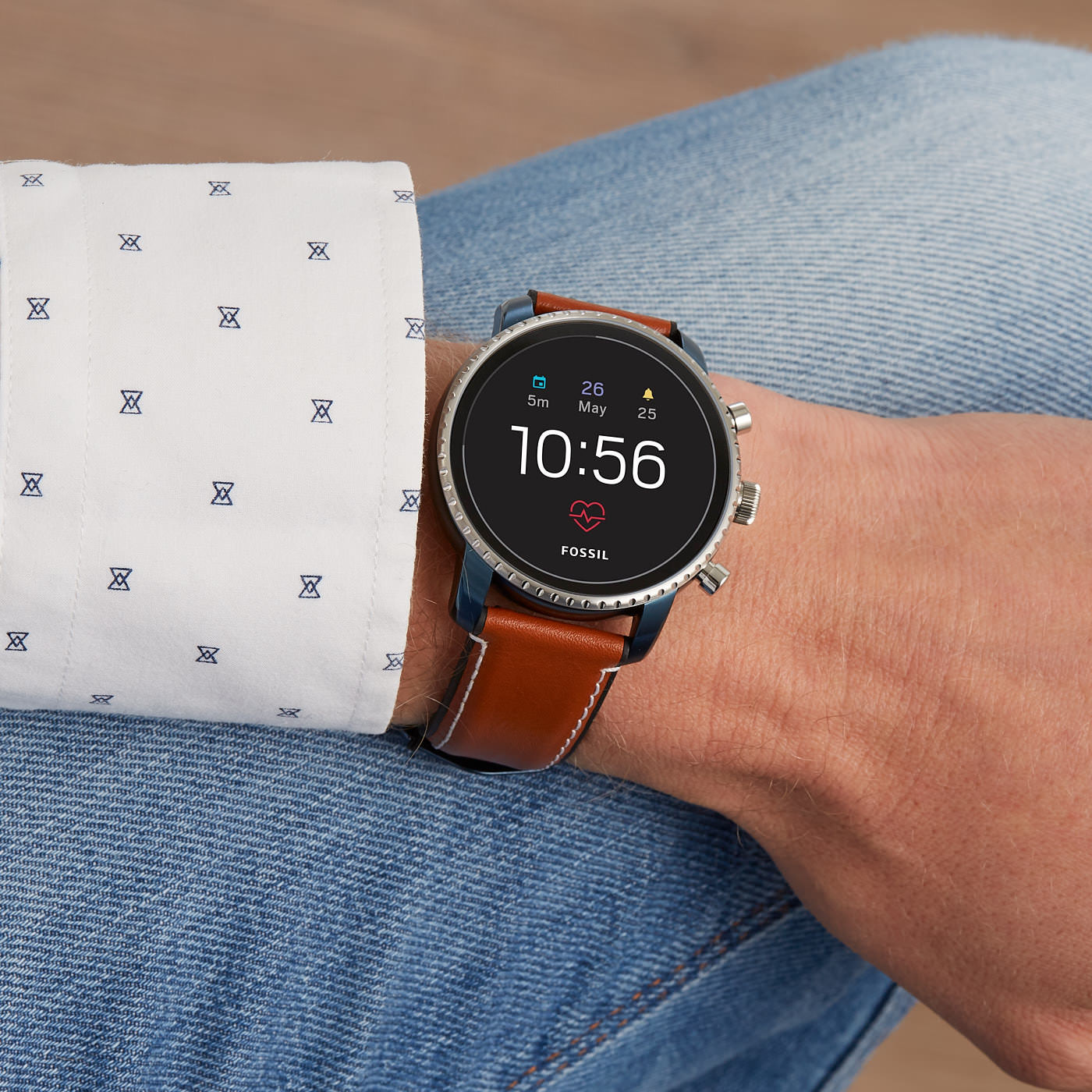 Fossil Smartwatch FTW4016 Fossil Q Gen 4 Smartwatch - Explorist HR Tan Leather zegarek męski fashion/modowy mineralne - miniatura 7