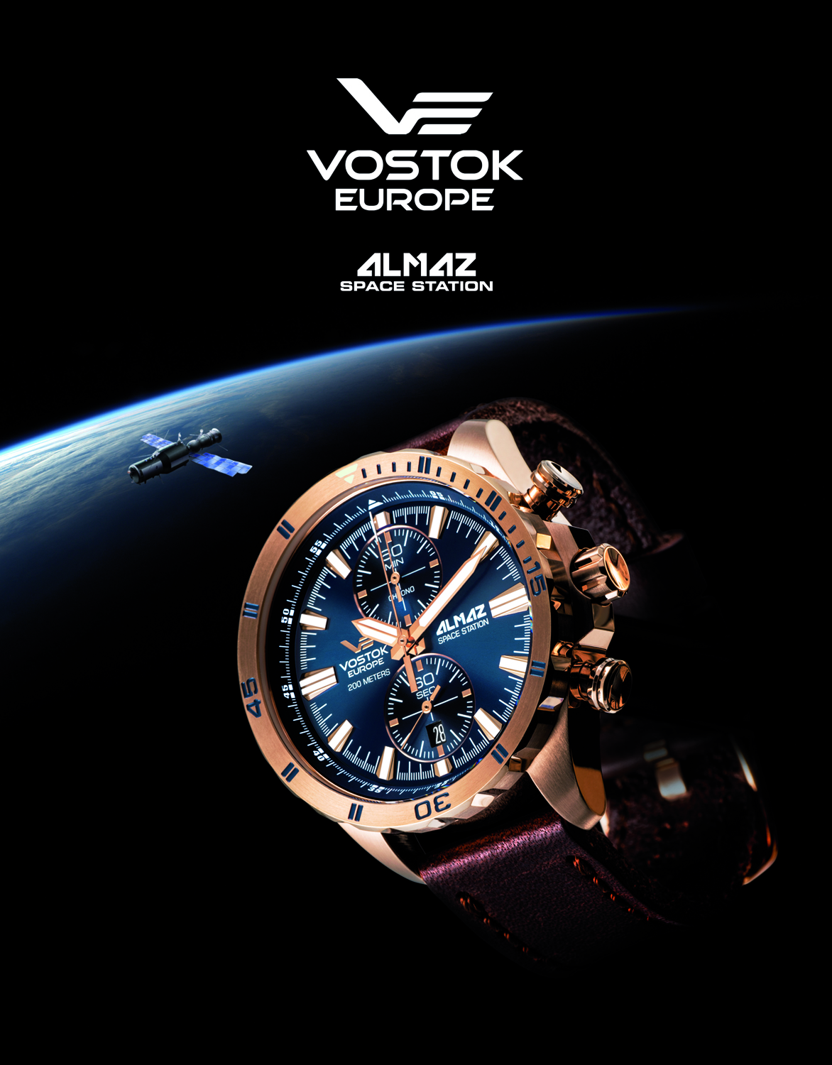 zegarek Vostok Europe 6S11-320B262 Almaz Chrono Almaz mineralne utwardzane