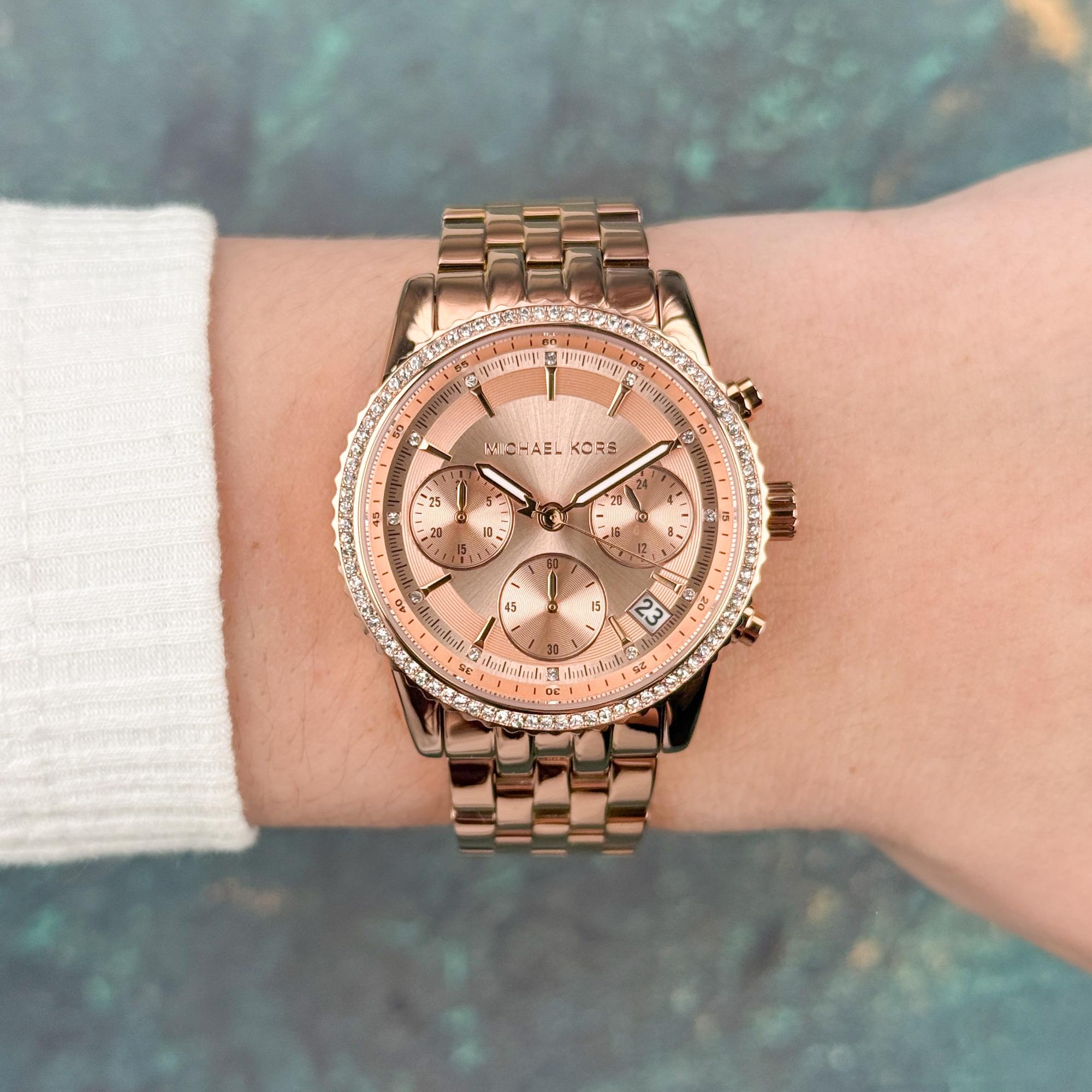 zegarek Michael Kors MK7531 kwarcowy damski Mini Ritz Mini BRYANT Rose Gold Stainless Steel 35mm - miniatura 9