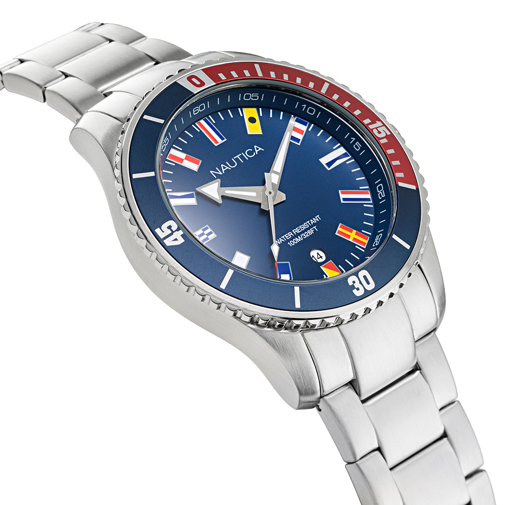 Nautica NAPPBS022 zegarek srebrny klasyczny Bransoleta bransoleta