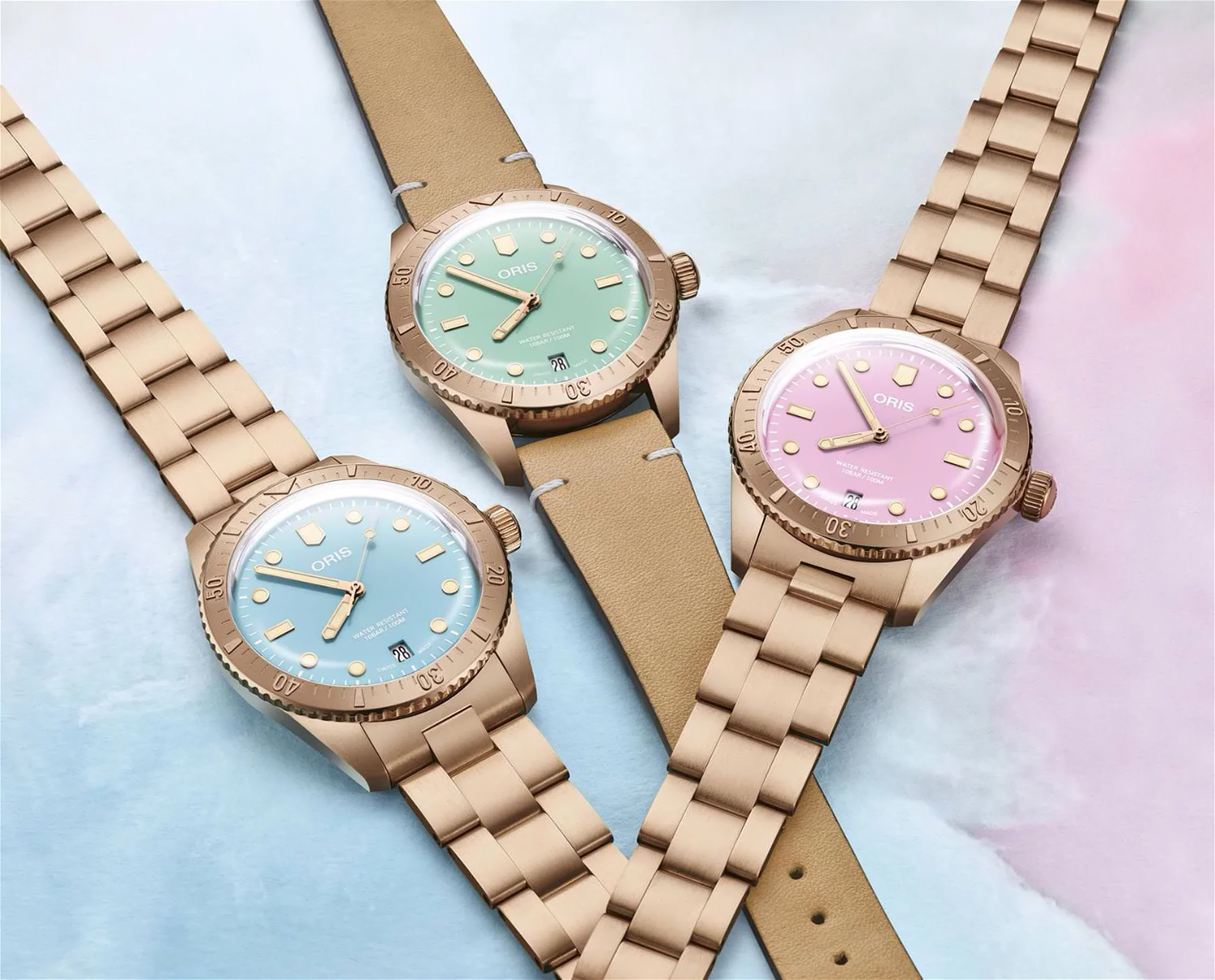 zegarek Oris 01 733 7771 3157-07 5 19 04BR automatyczny męski Divers DIVERS SIXTY-FIVE COTTON CANDY - miniatura 4