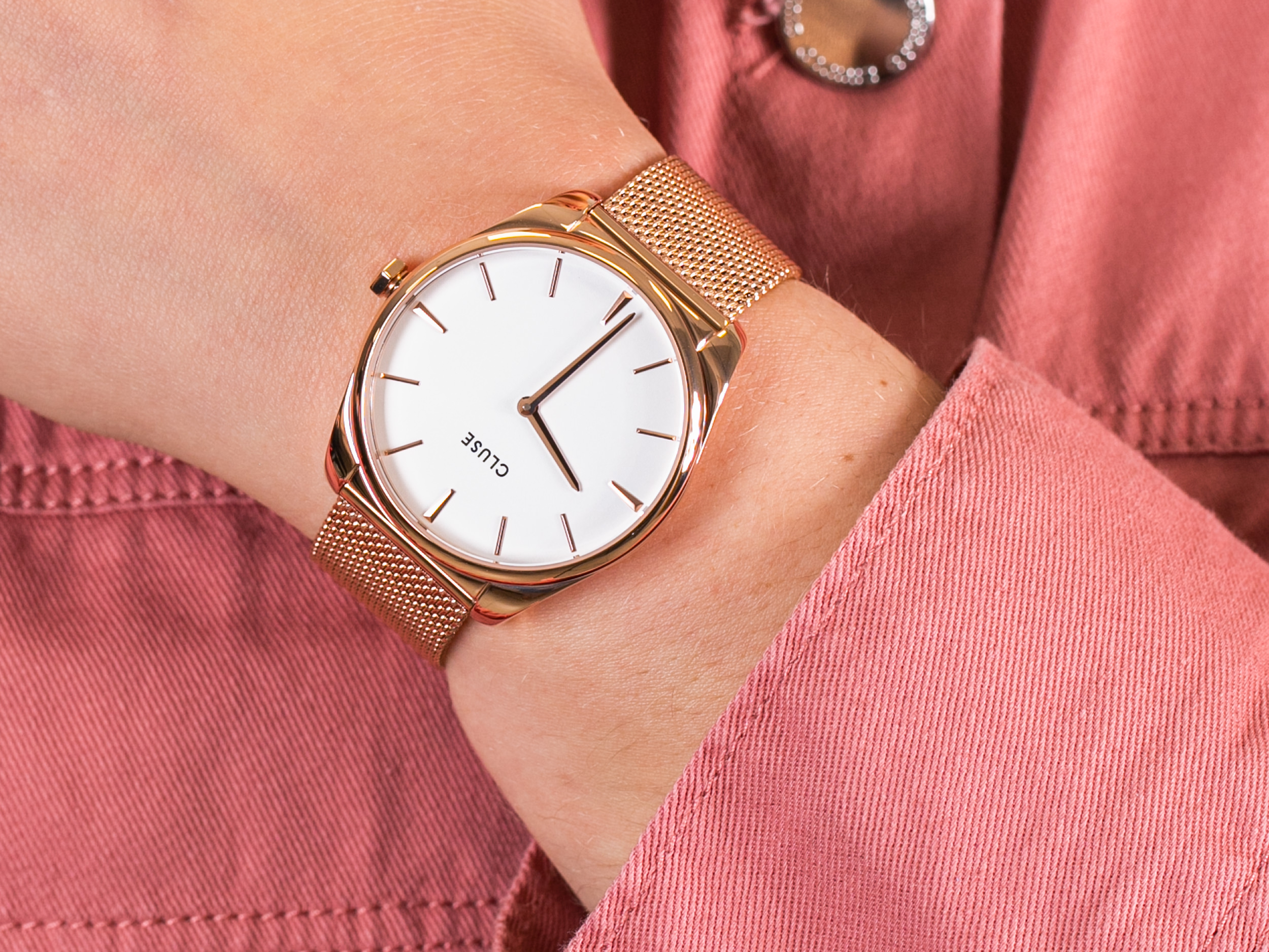 Cluse CW0101212002 Rose Gold White zegarek klasyczny Feroce - miniatura 2