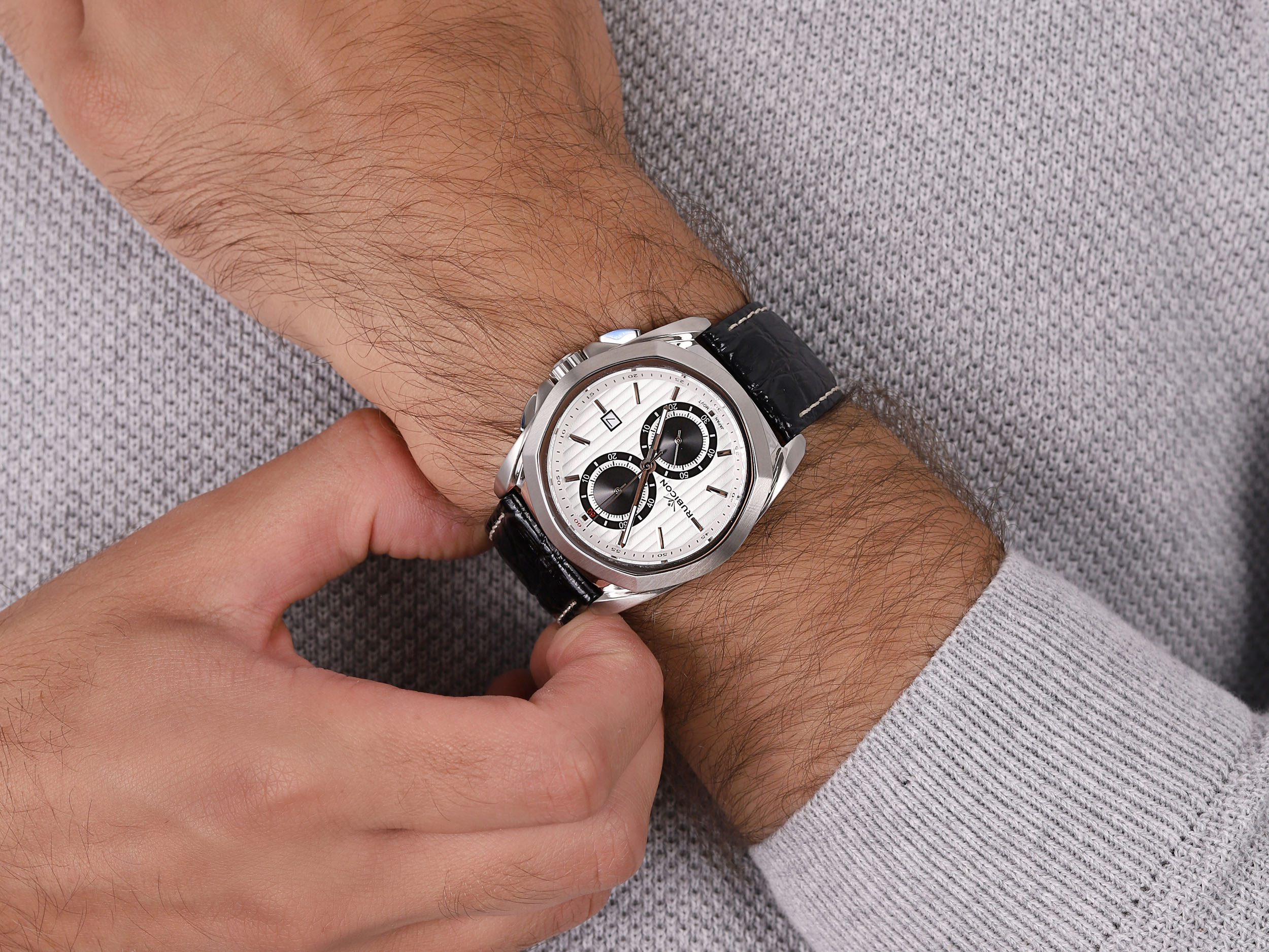 zegarek Rubicon RNCC39SISB męski z chronograf Pasek