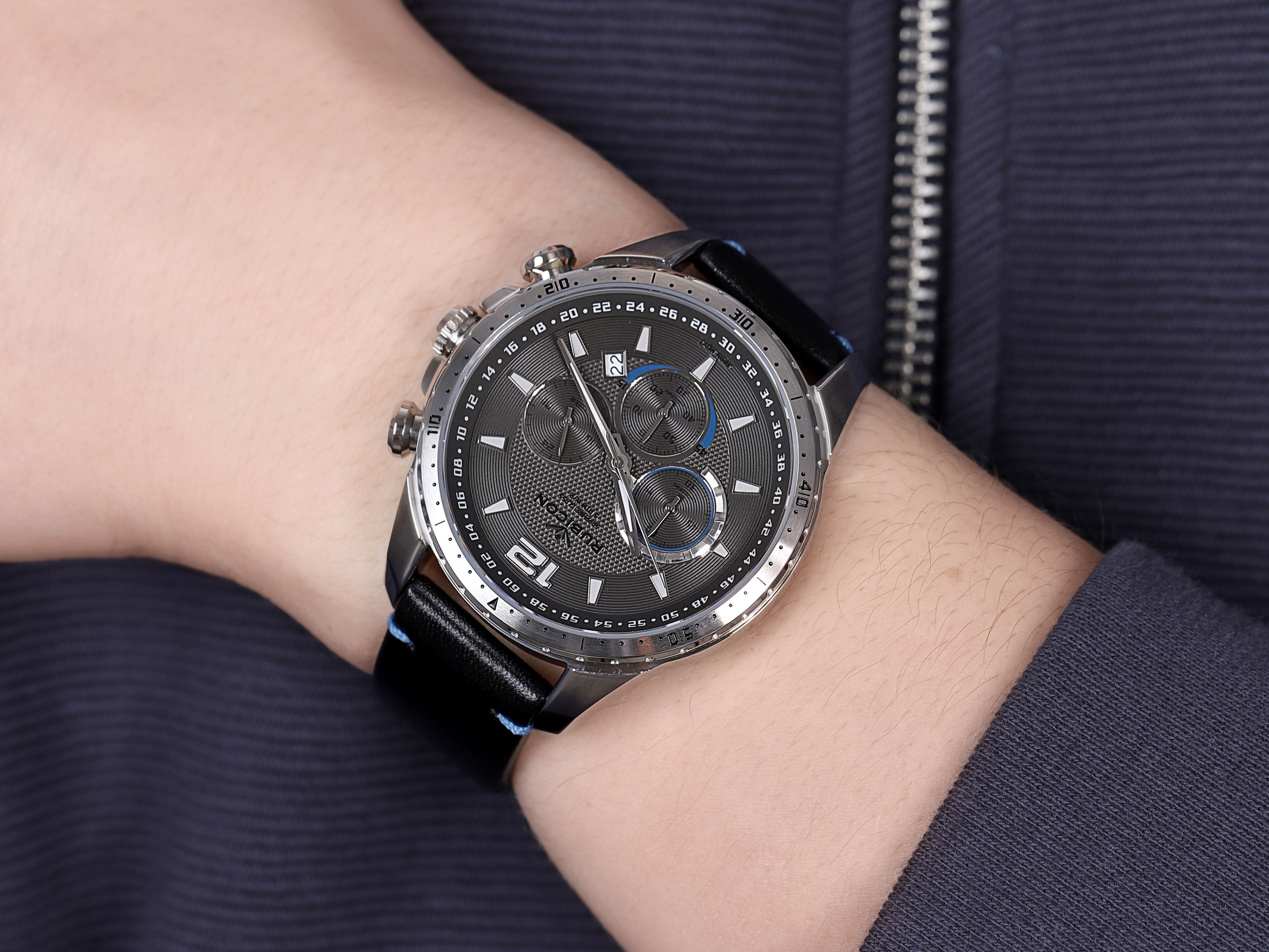 zegarek Rubicon RNCD98SMVX05AX męski z chronograf Pasek