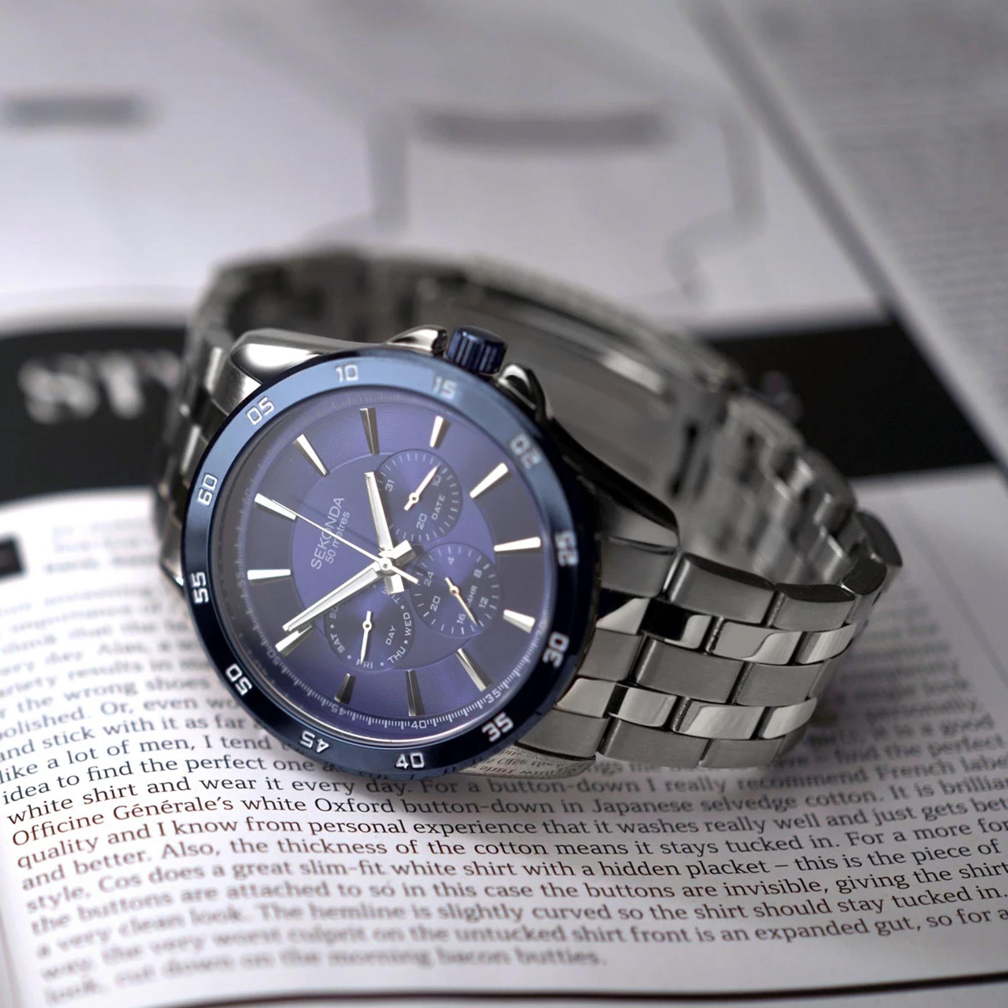 zegarek Sekonda 1391 srebrny Chronograph - miniatura 7