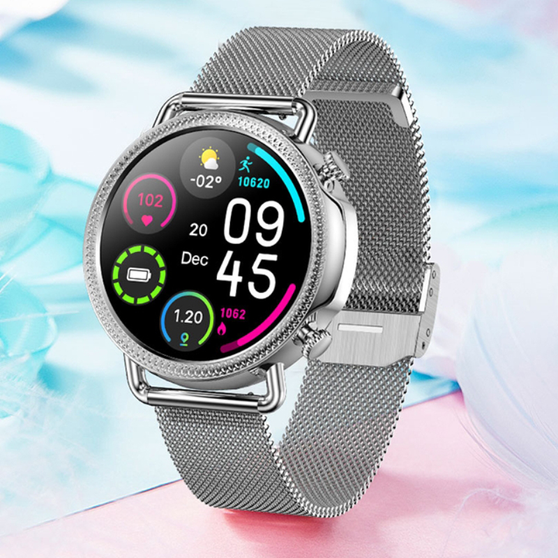 zegarek SMARBN091 kwarcowy damski Smartwatch Smartwatch Rubicon RNBE74 srebrny
