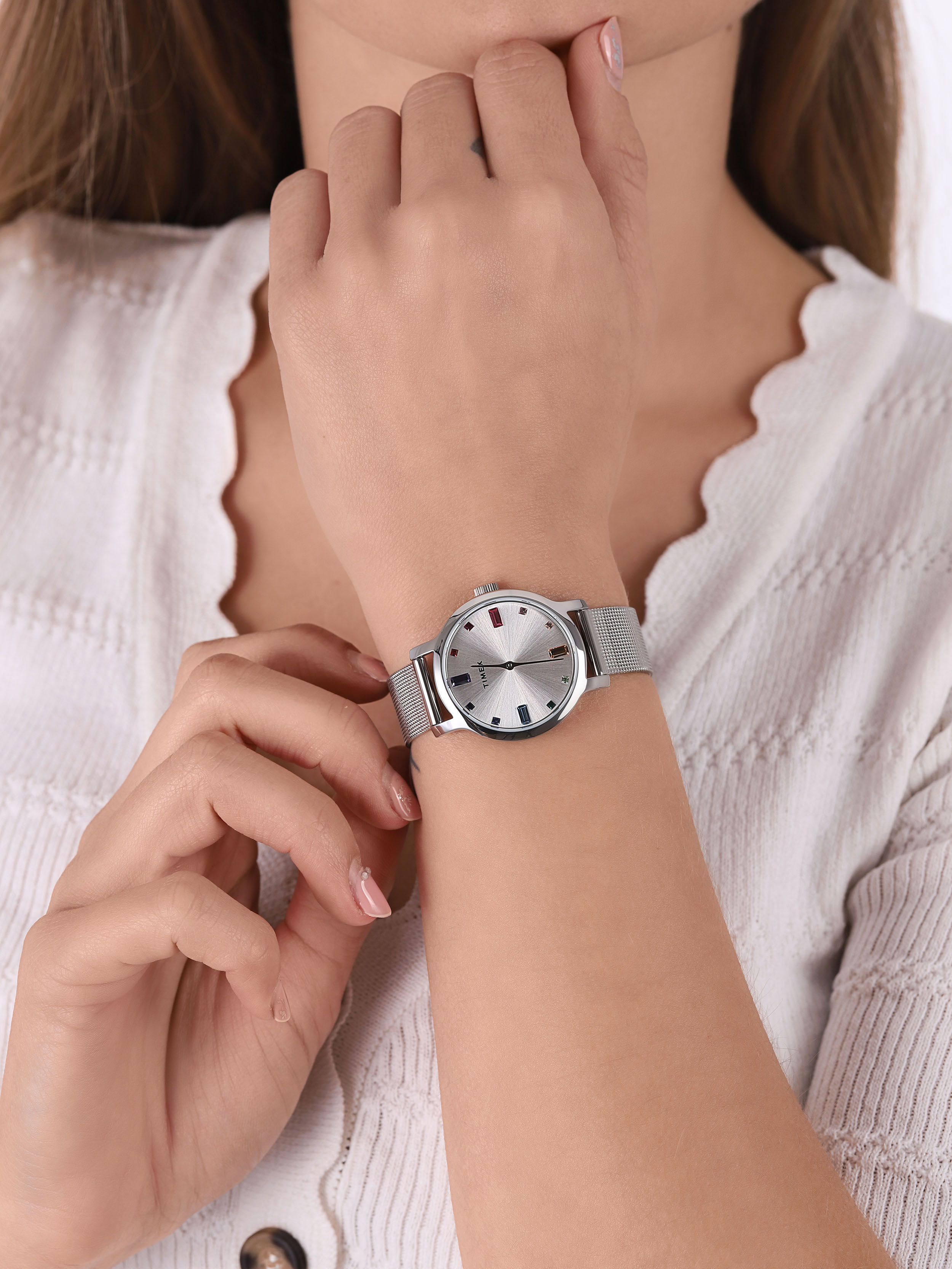 Transcend 31mm Stainless Steel Mesh Timex TW2U92900 - hover