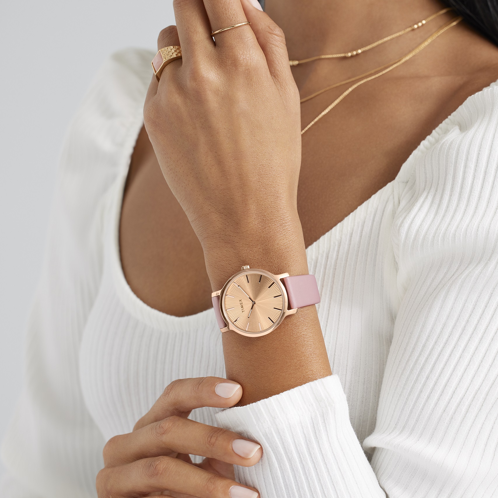 zegarek Timex TW2V66900 różowe złoto Transcend